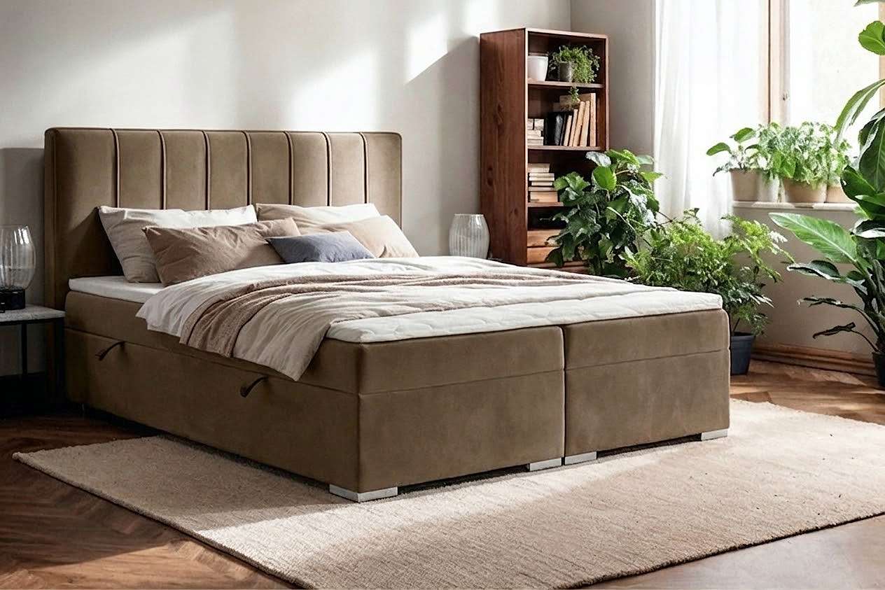Home affaire Boxbett "GALLIPOL mit Bettkästen, Matratze und Topper, Breite 140/160/180/200cm" Doppelbet mit Kopfteil, Stauraumbett mit Bonnell- oder Taschenfederkernmatratze (H2, H3)