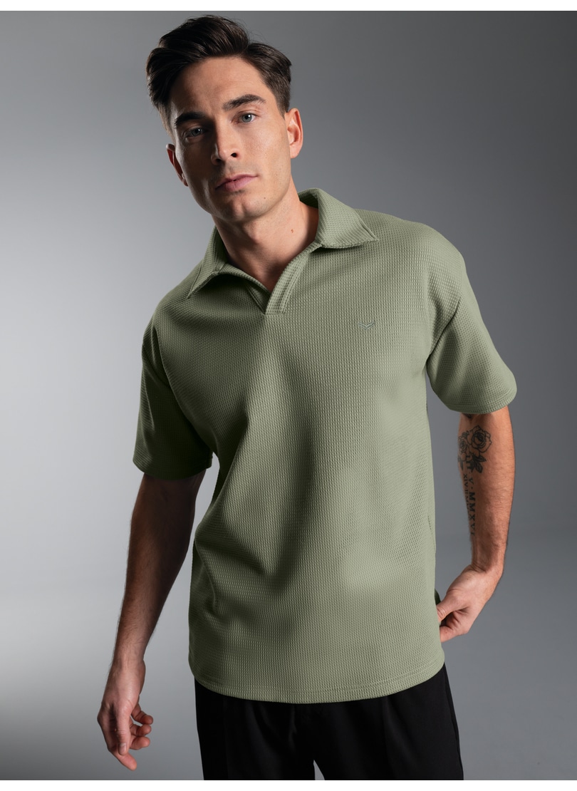 Trigema "TRIGEMA Oversized Poloshirt ohne Knopfleiste in Waffeloptik" 1