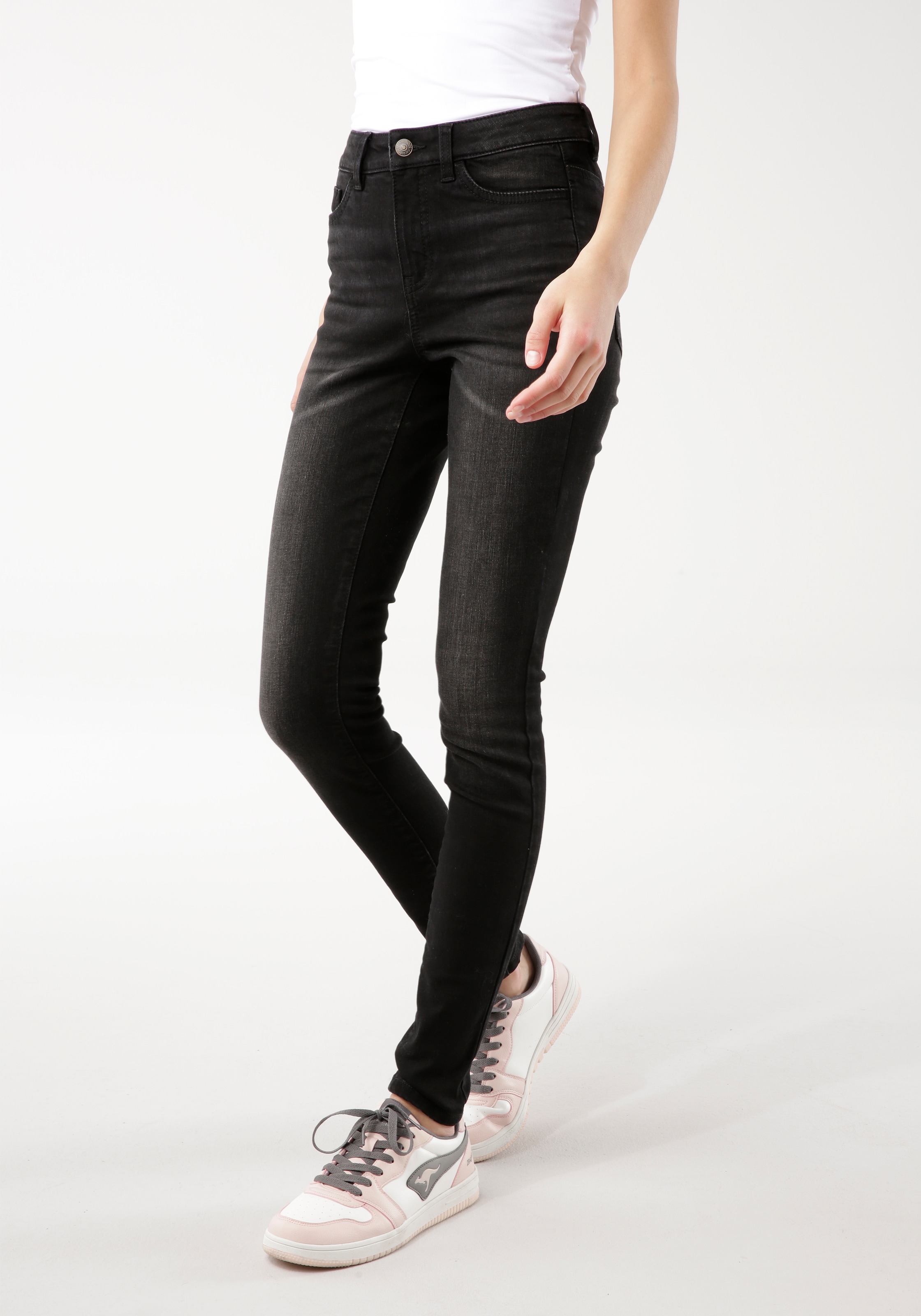 mit KangaROOS online SKINNY bestellen RISE«, | »SUPER 5-Pocket-Jeans HIGH used-Effekt BAUR