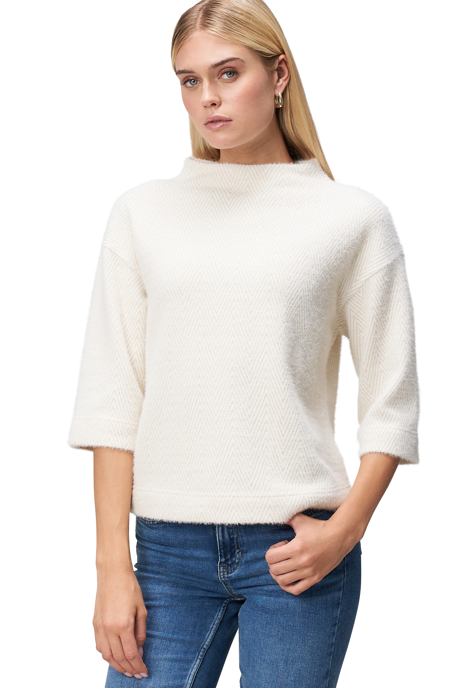 Zero Sweatshirt "zero Damen Sweatshirt mit Fischgrätmuster", weiteres Detai günstig online kaufen