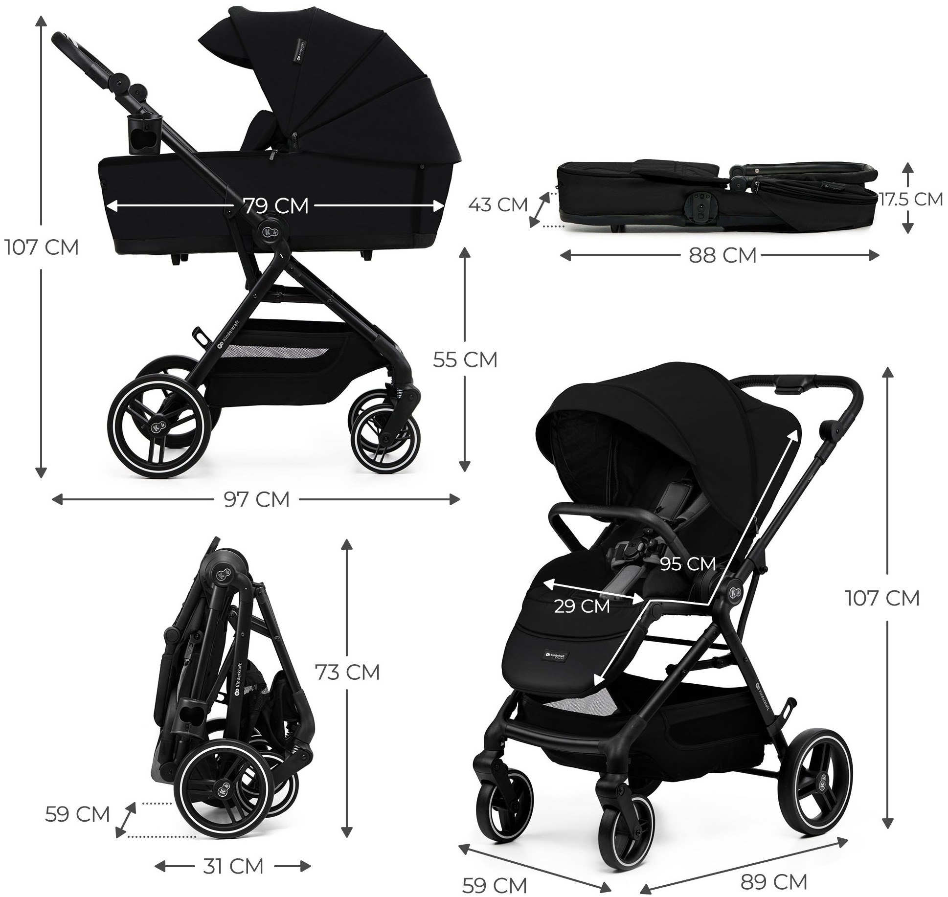 Kinderkraft Kombi-Kinderwagen »YOXI 2IN1« 22 kg