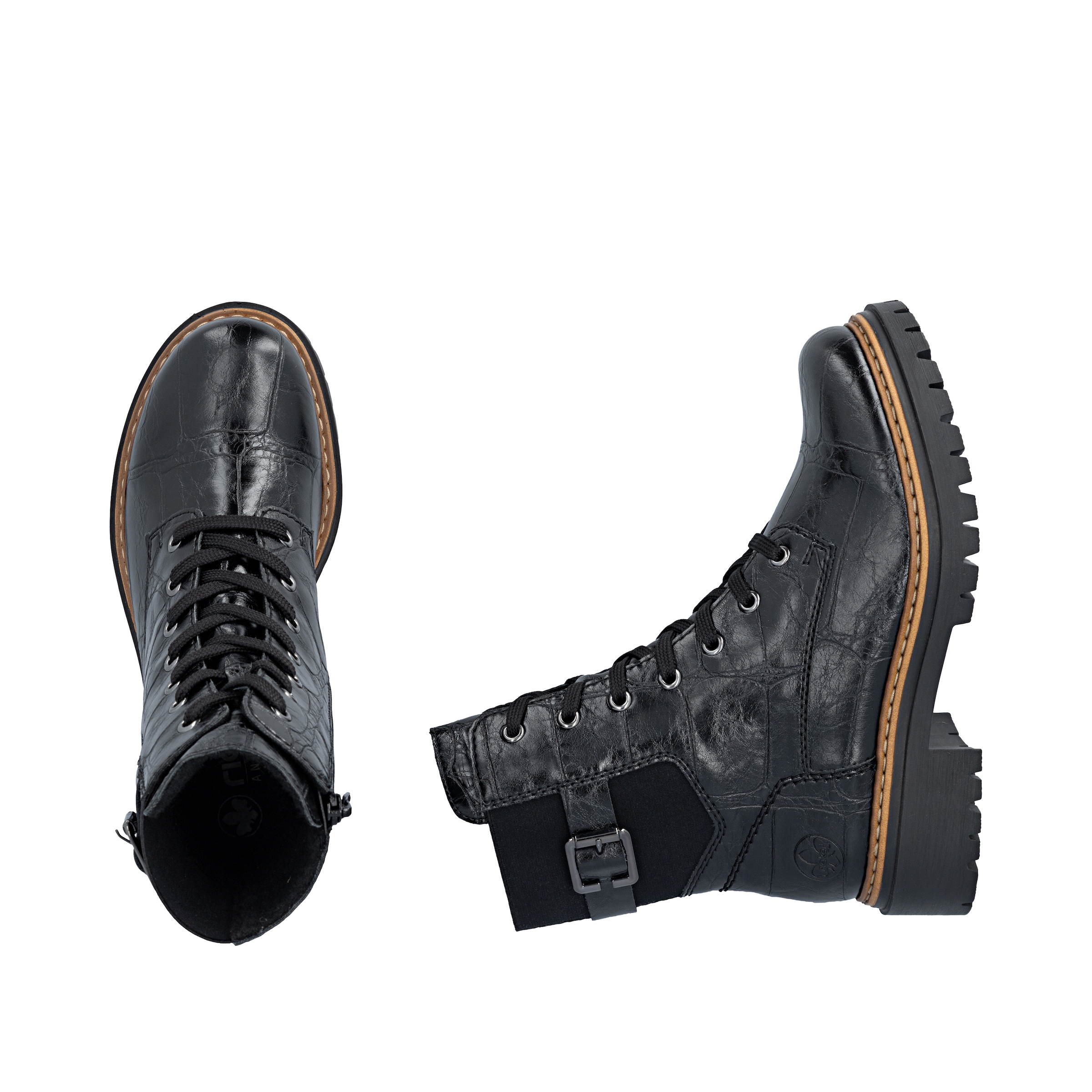 Rieker Schnürboots  Schnürstiefelette, Blockabsatz in Used-Optik