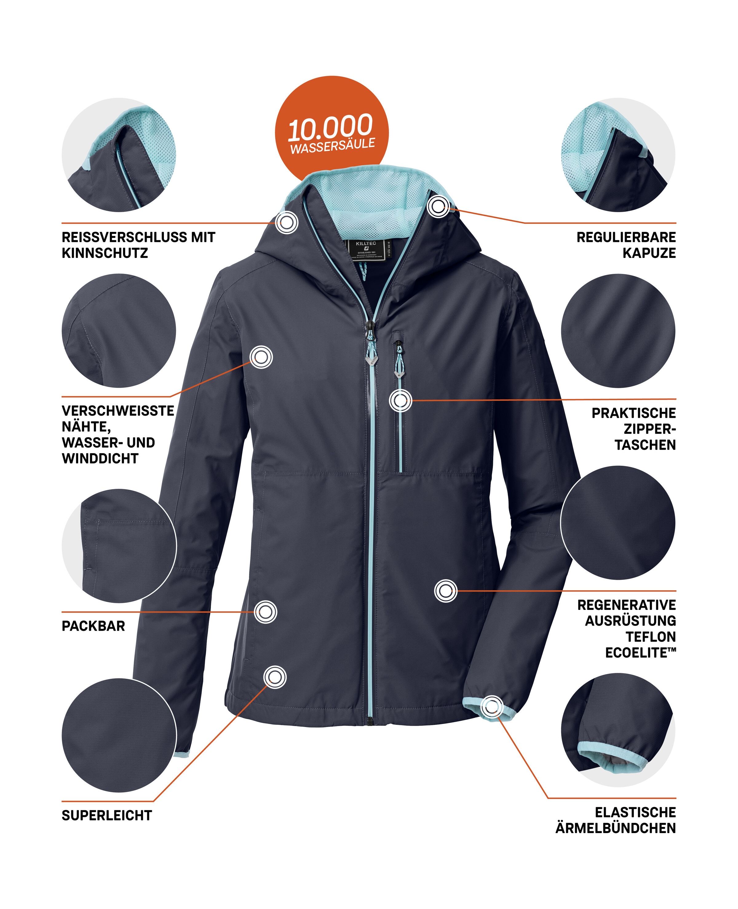 Killtec Funktionsjacke »KOS 73 WMN JCKT« Wind- und wasserdicht, atmungsaktiv, packbar, verstellbar