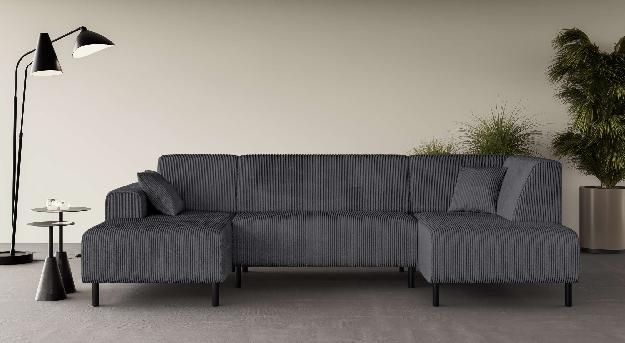 OTTO home Wohnlandschaft "ARROS U-Form mit Wellenunterfederung, Maße B/T/H: 300/163/81 cm" incl. Zierkissen, mit Recamiere links/rechts bestellbar, auch in Cord