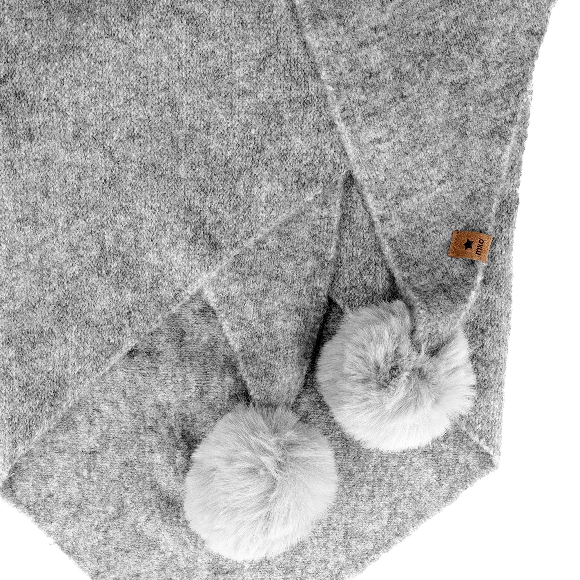 MAXIMO Dreieckstuch Tuch, Fake-Fur-Pompons, Strick, 45x120 cm