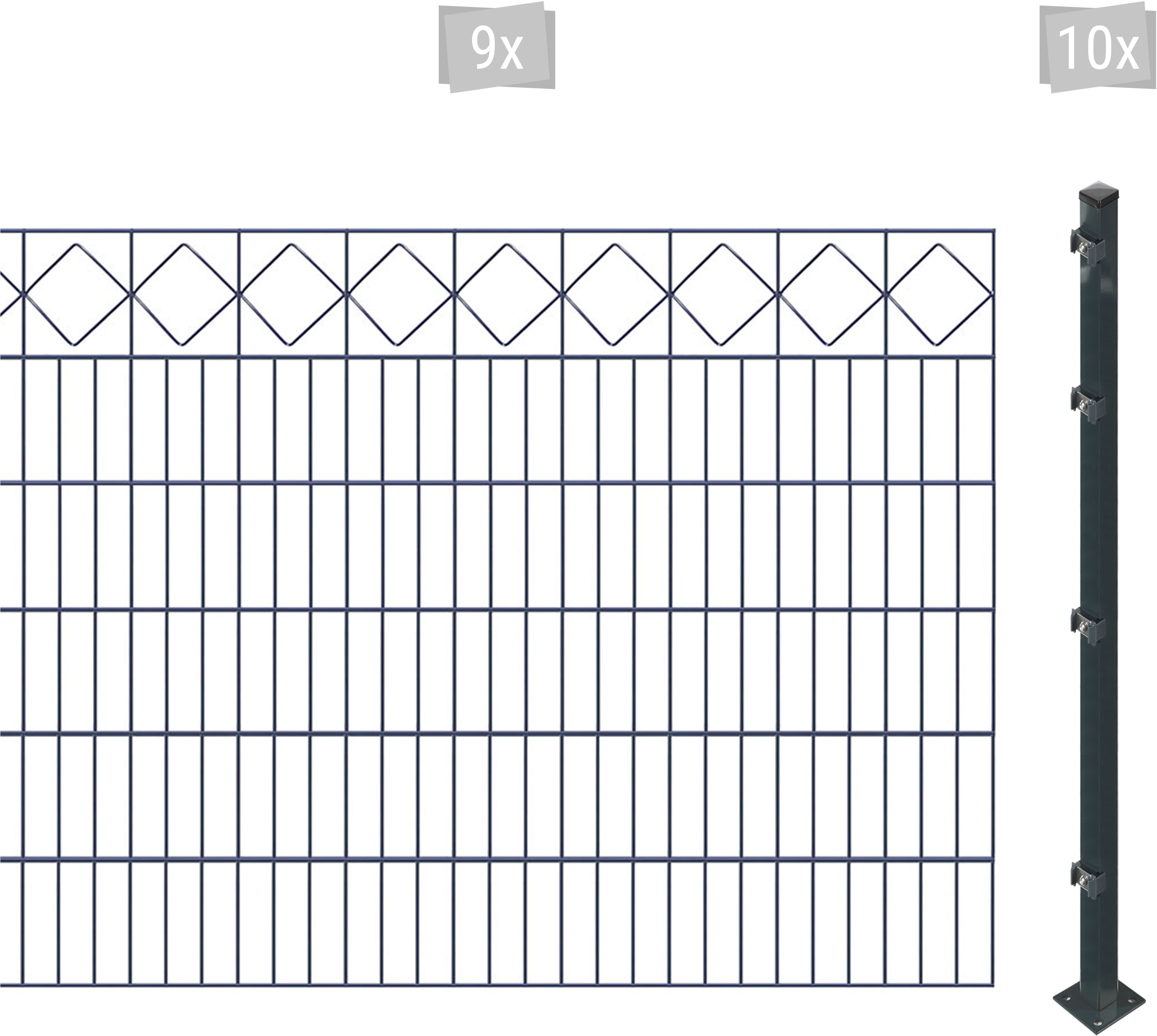 Arvotec "ESSENTIAL 120 zum Aufschrauben "Karo" mit Zierleiste" Zaunhöhe 120 cm, Zaunlänge 2 - 60 m