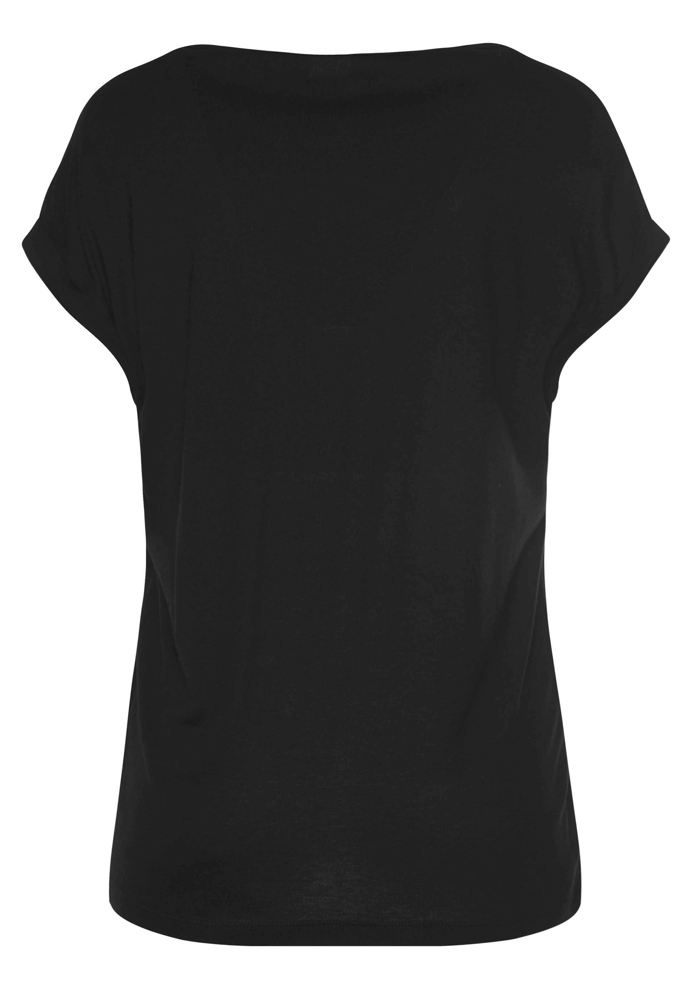 LASCANA Kurzarmshirt mit Rundhalsausschnitt, Jerseyware, Ärmelaufschlag, Basic