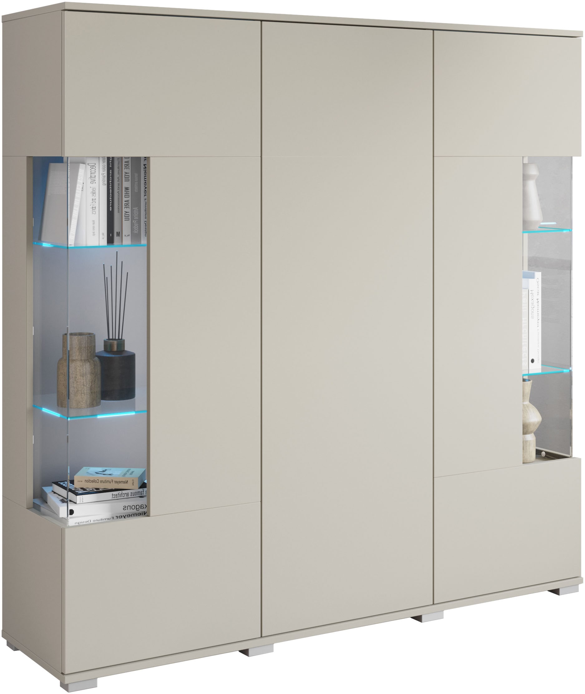 INOSIGN Highboard »Kenia«, (1 St.), Modernes Highboard, mit Glastüren, Breite 135 cm