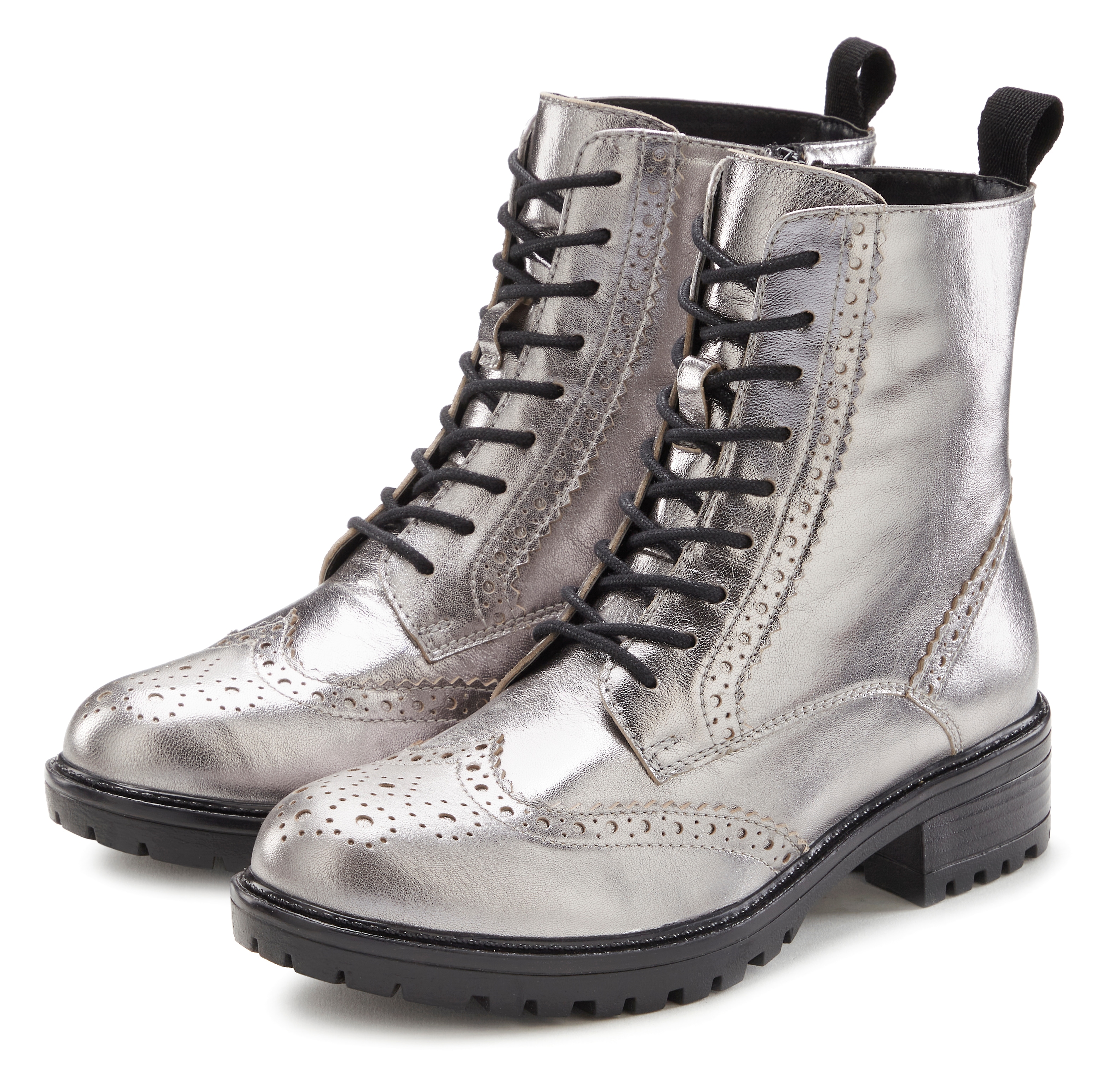 LASCANA Schnürboots "Schnürstiefelette, Ankle Boots, Herbststiefelette," aus Leder zum Schnüren & mit Reißverschluss