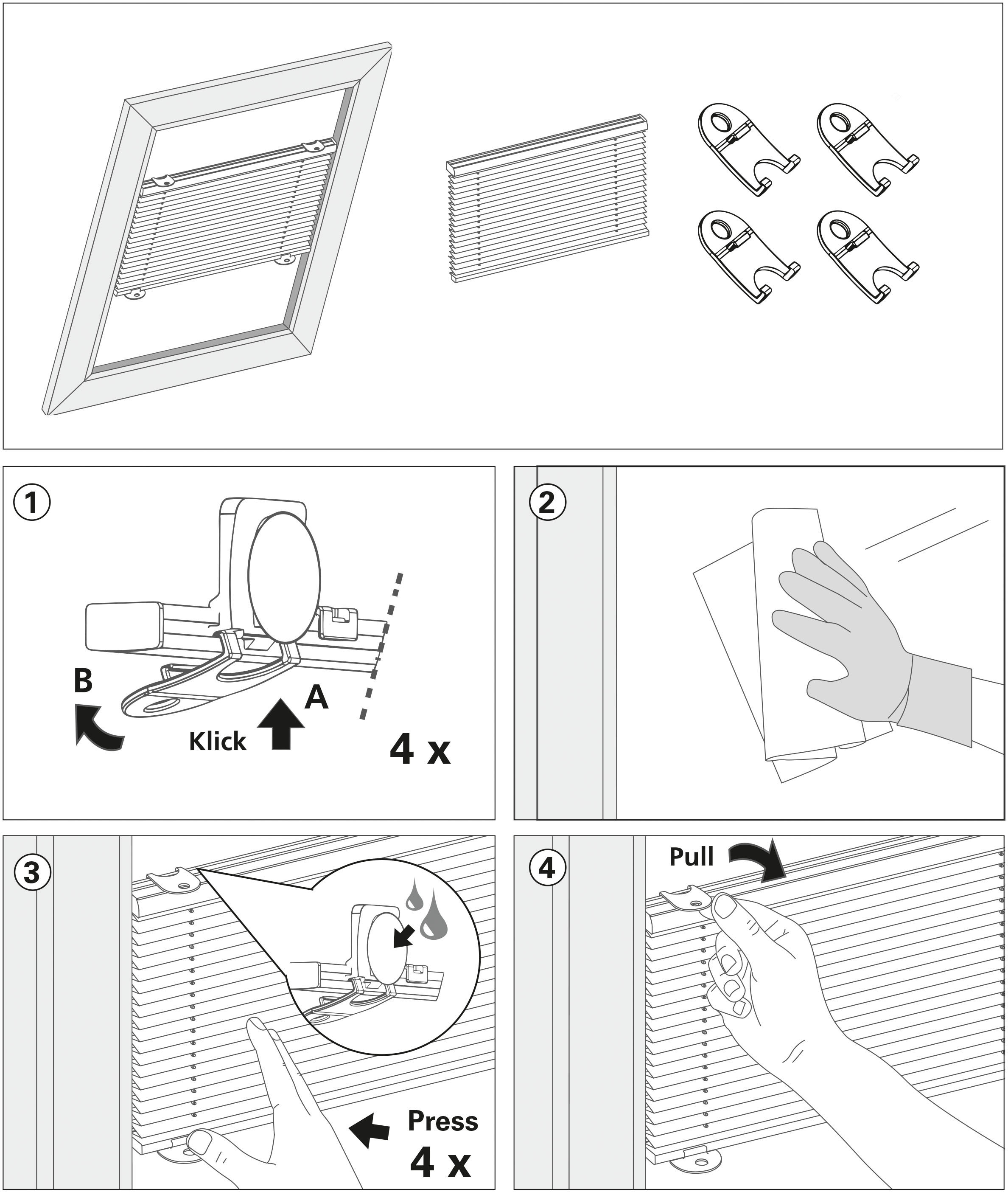 GARDINIA Dachfensterplissee, blickdicht, ohne Bohren, passend für Velux Dachfenster, in Crush-Optik