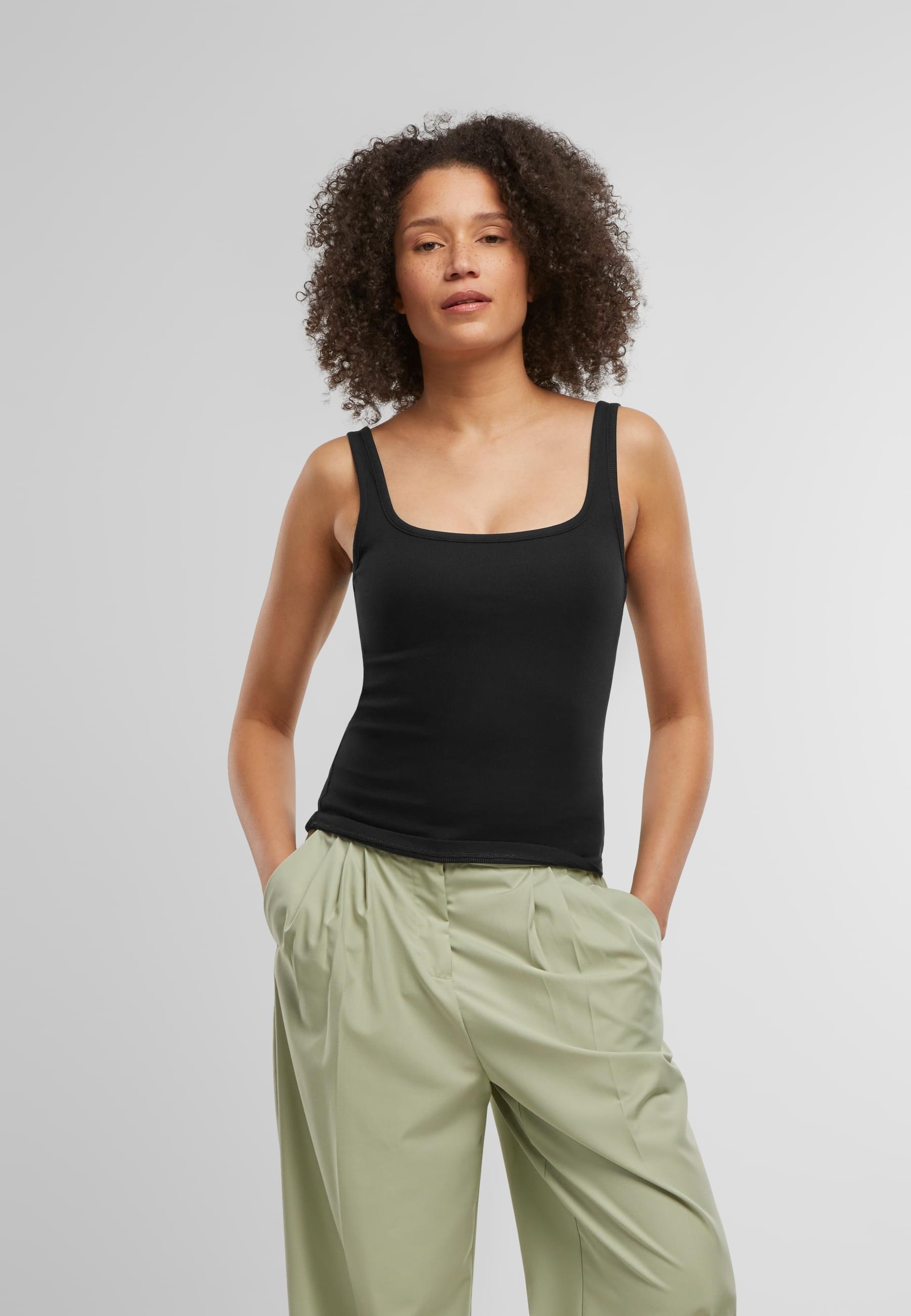 URBAN CLASSICS Muskelshirt »Urban Classics Ladies Wide Neck Rib Top 2-Pack«, (1 tlg.)