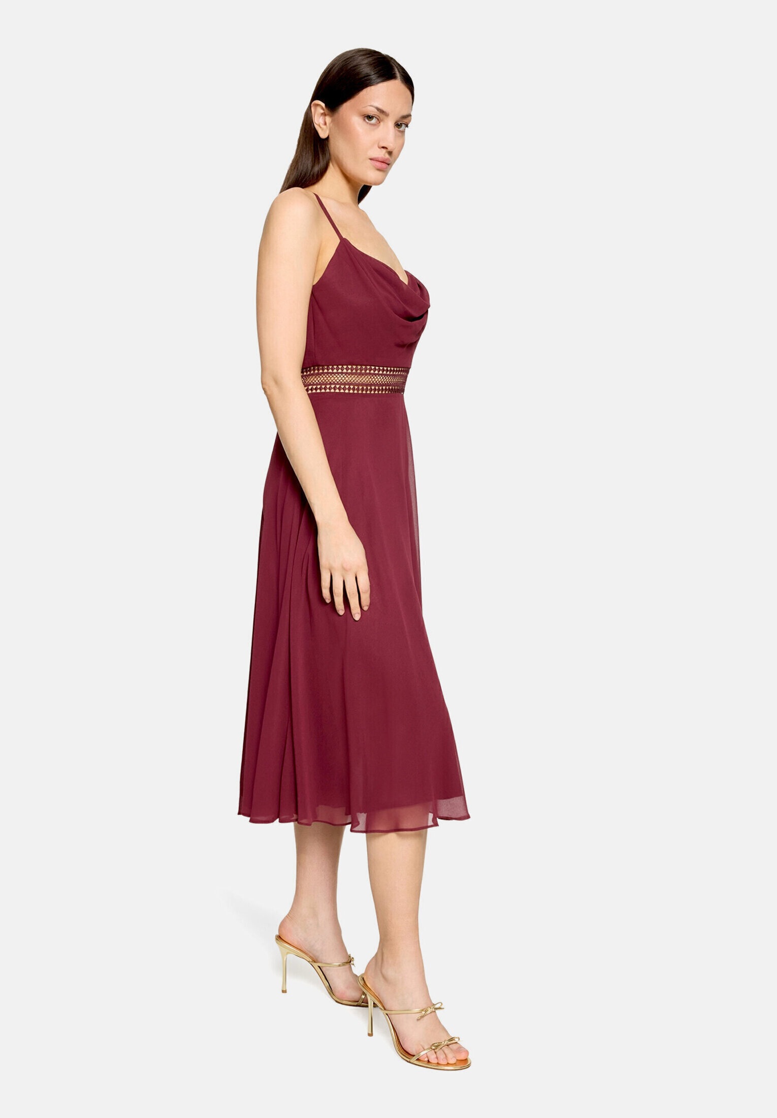 Vera Mont Cocktailkleid "Damen mit Wasserfallausschnitt" Ohne Tasche Stickerei