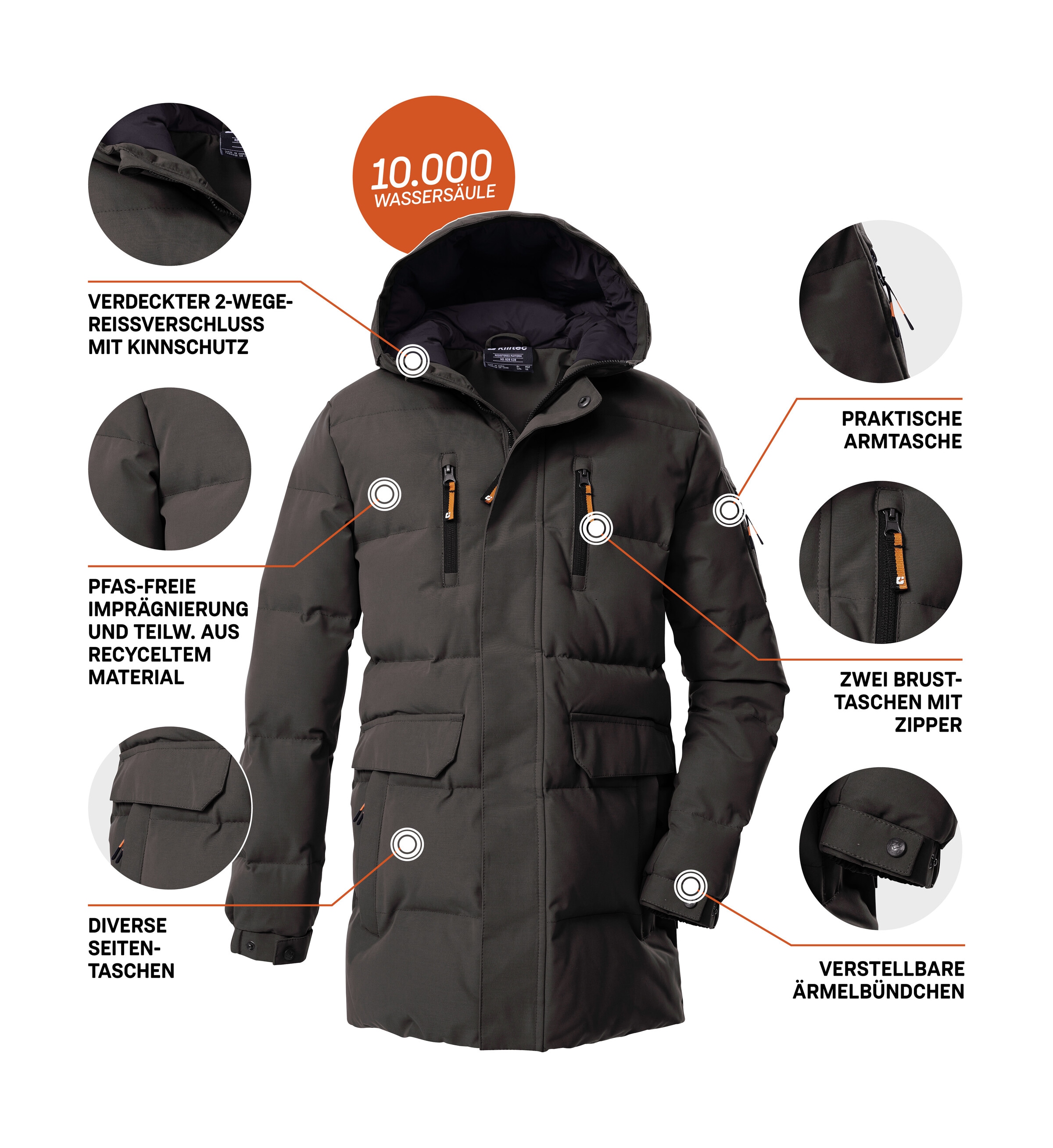 Killtec Steppmantel »KOW 238 BYS QLTD PRK«, Winddichter, wasserabweisender Kinderparka mit verstellbaren Ärmeln