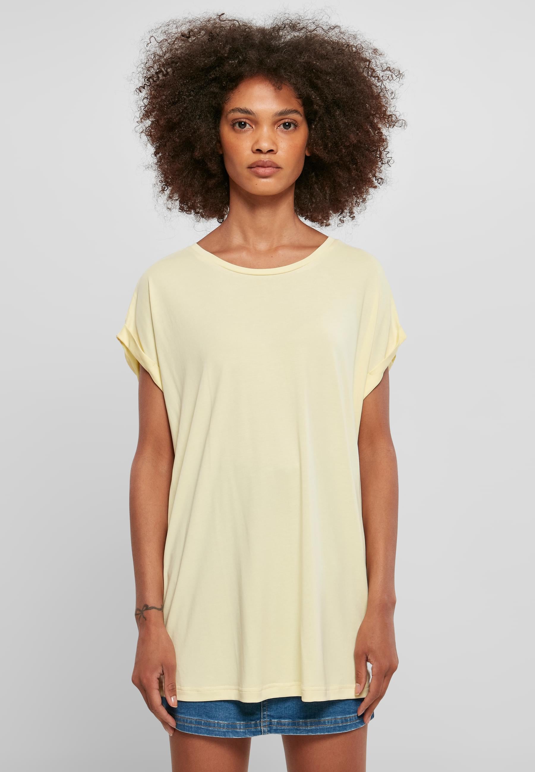 URBAN CLASSICS Kurzarmshirt »Urban Classics Damen Ladies Modal Extended Shoulder Tee«, (1 tlg.)