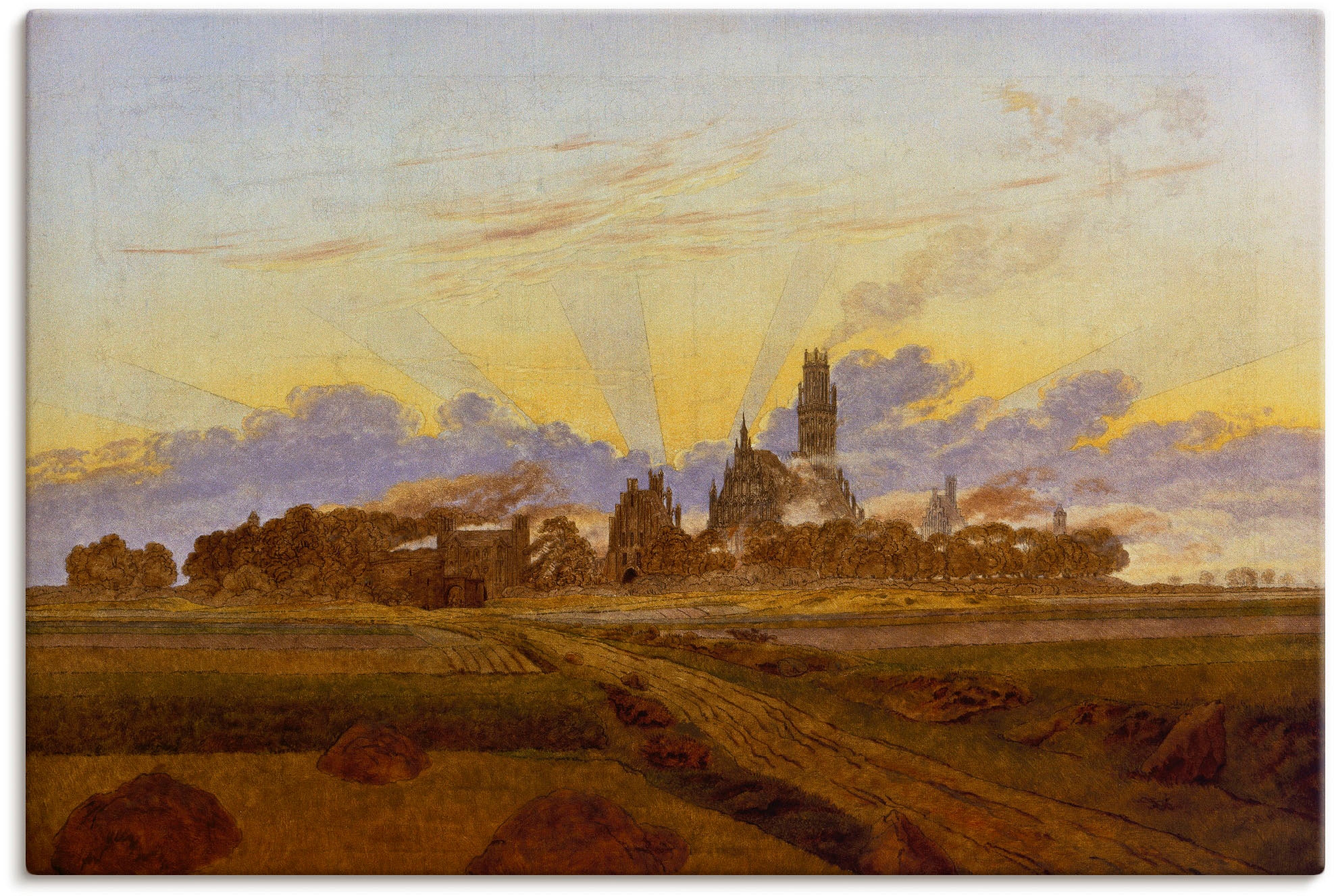 Artland Wandbild »Das brennende Neubrandenburg. 1835.«, Europa, (1 St.), als Alubild, Leinwandbild, Wandaufkleber oder Poster in versch. Größen