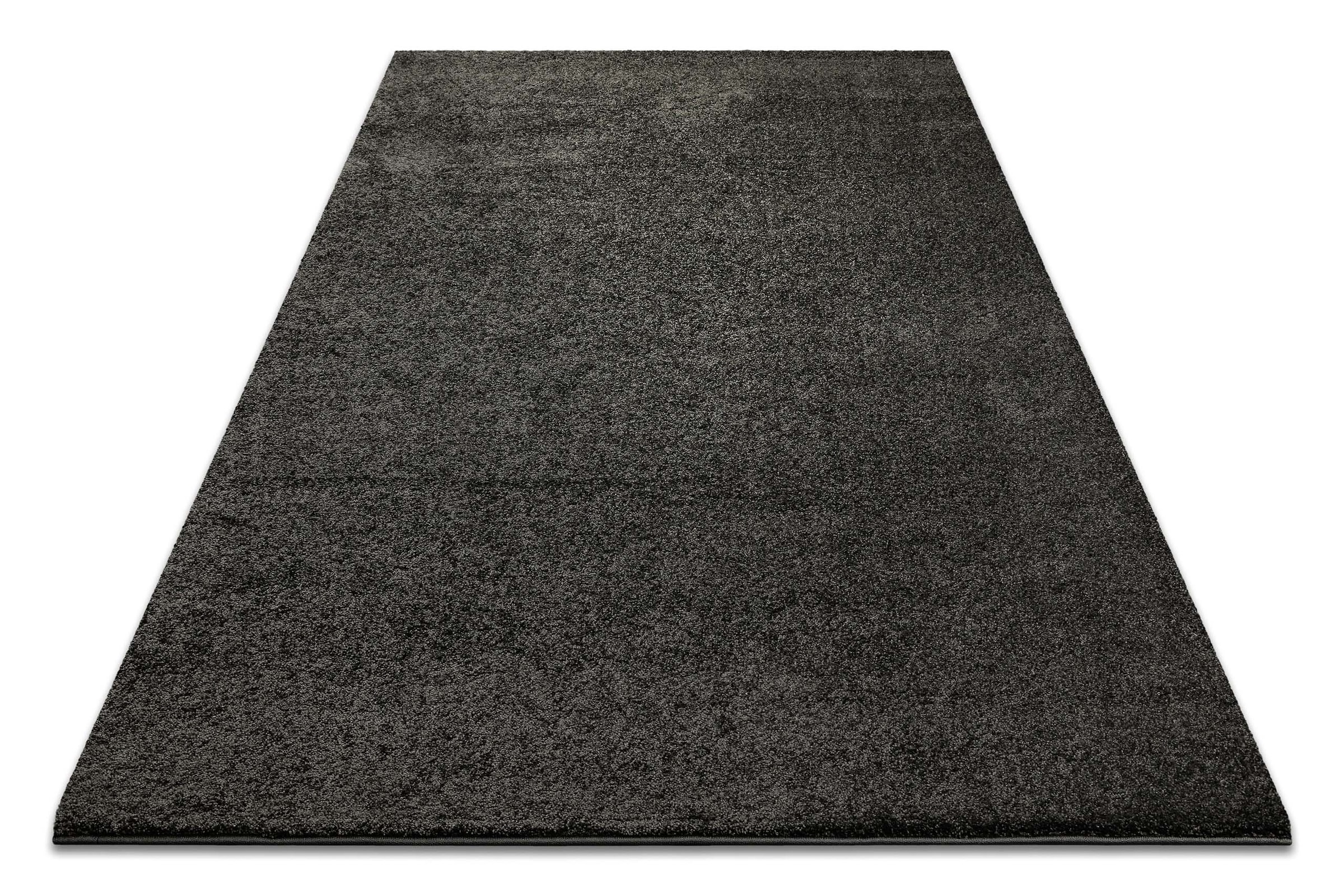 Teppich WECON HOME "Wogh", anthrazit, B:80cm H:25mm L:150cm, Polyester, Teppiche, Teppich, Kurzflor, maschinell gewebt, robust, Wohn- & Schlafzimmer, einfarbig
