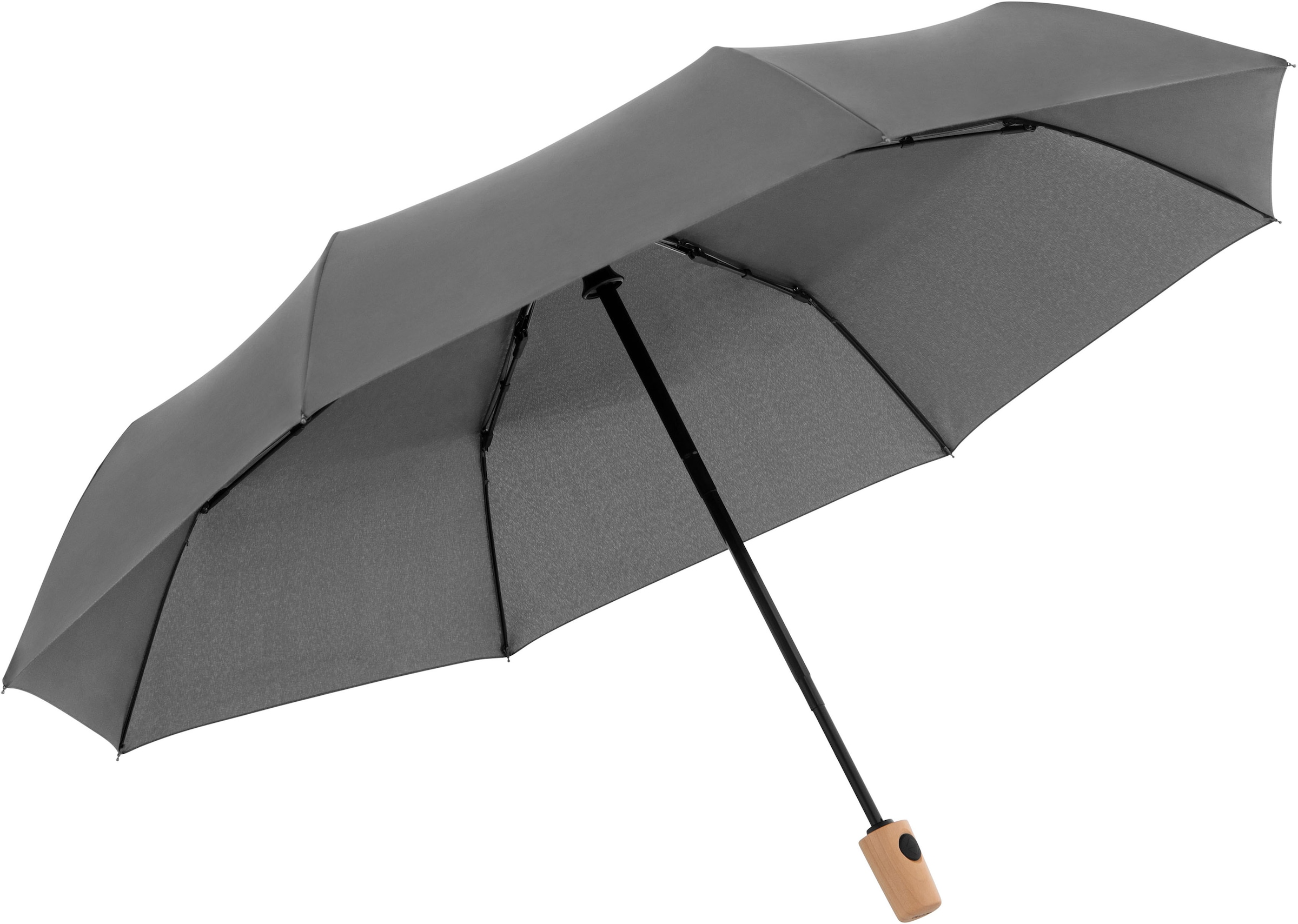 Griff »nature mit - Taschenregenschirm weltweit grey«, recyceltem Friday doppler® schützt BAUR Black | FSC®- aus Material Wald aus Magic, slate
