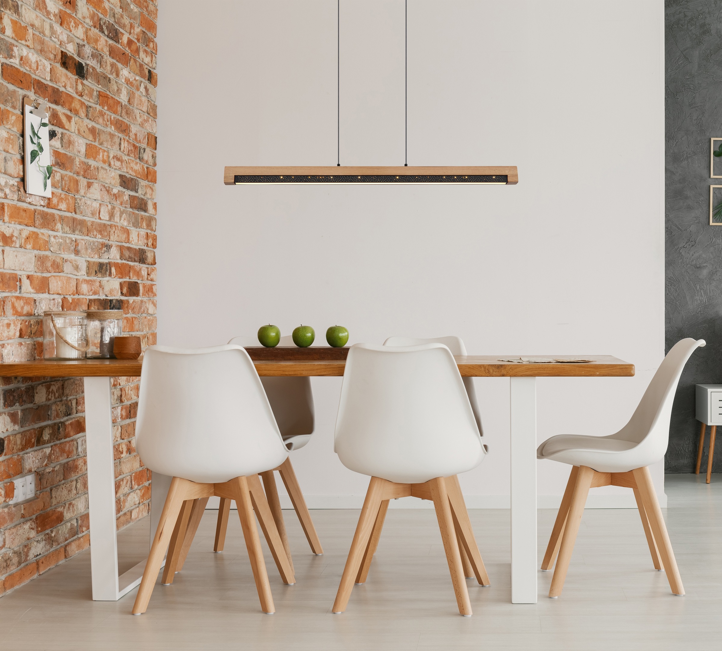 GLOBO LIGHTING Hängeleuchte »STARLA« LED-Modul 1 Stk. Warmweiß Wohnzimmerleuchte schwarz/Holz, LED 24W, Sterndekor