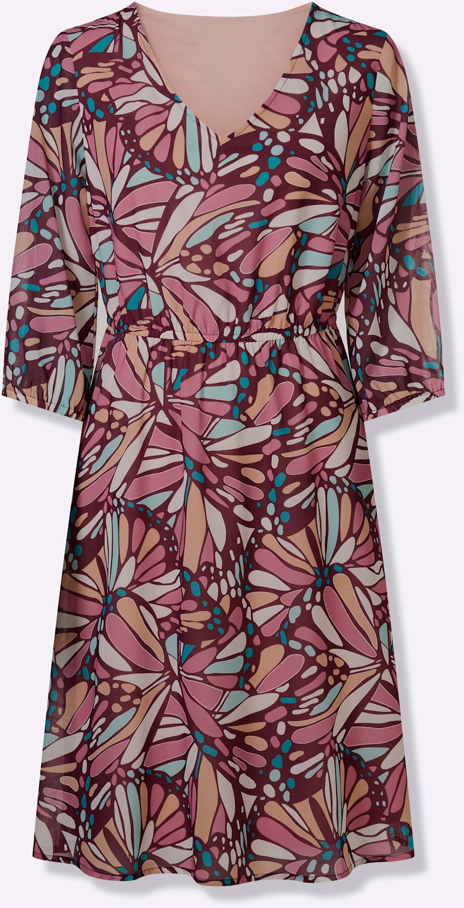 Classic Basics Women's Printed Dress Old Rose Turquoise Georgette 48 3