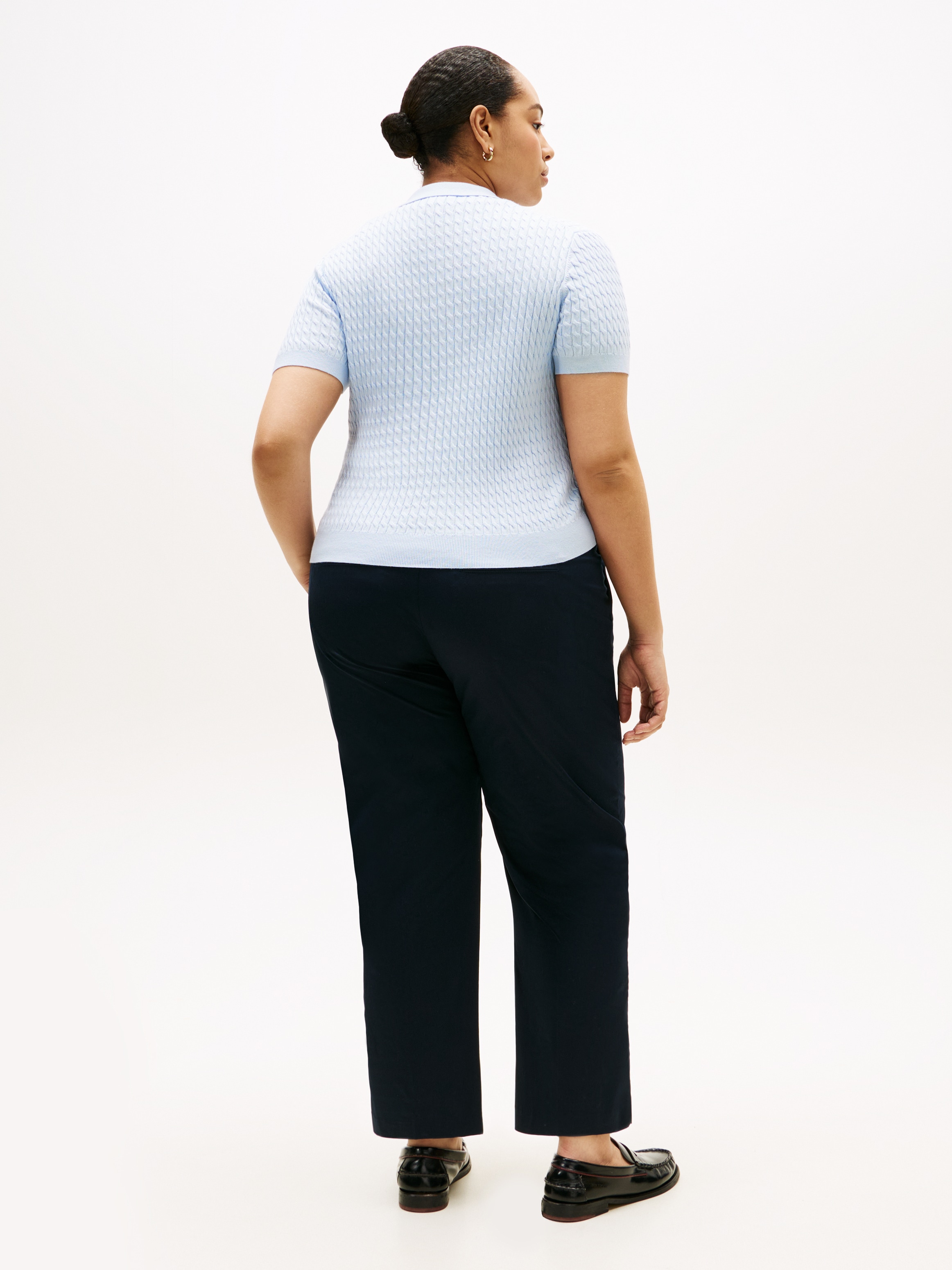 Tommy Hilfiger Curve Polokragenpullover »CRV CO CABLE FINE GG POLO S/S« in großen Größen, mit Zopfmuster