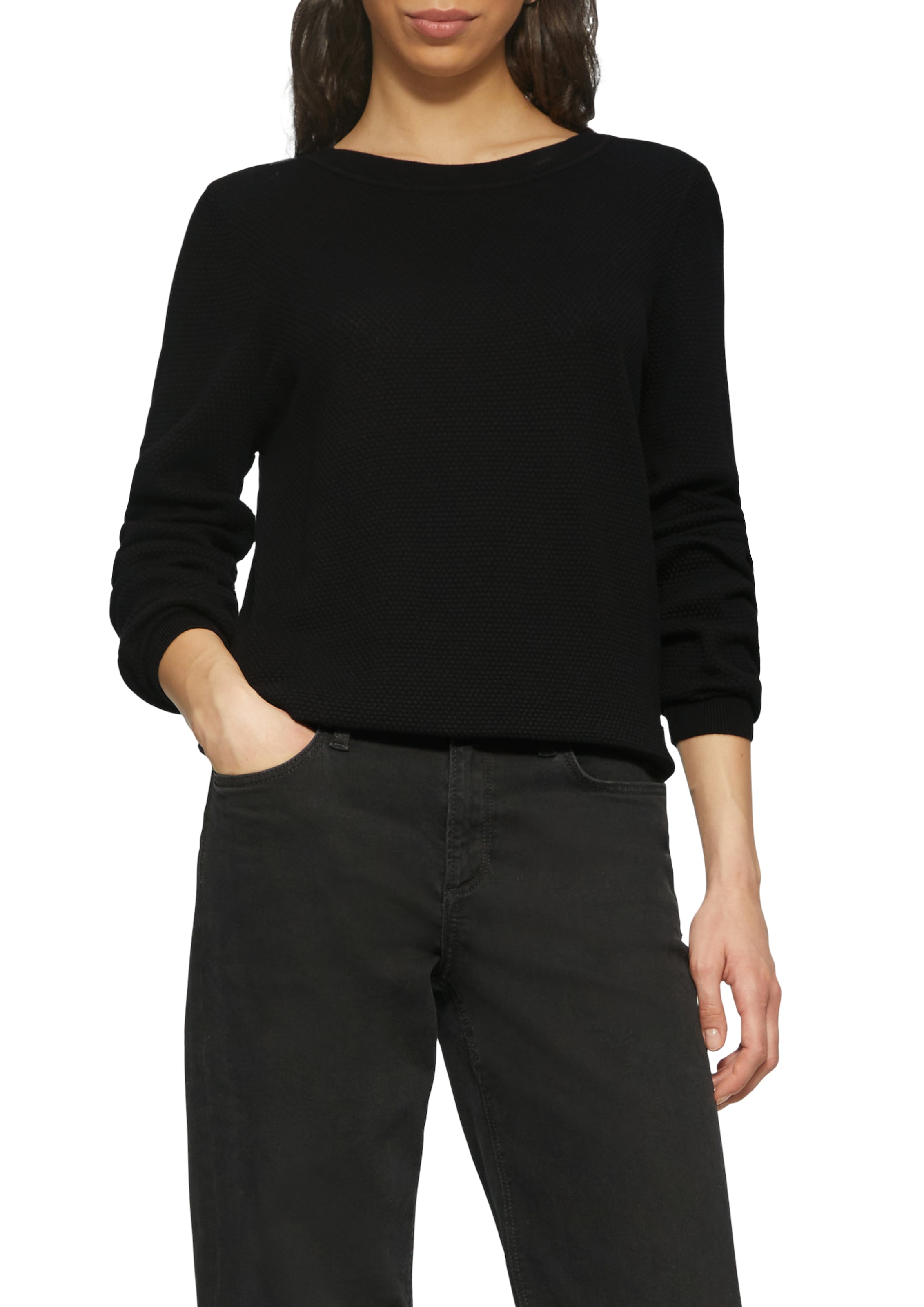 QS Rundhalspullover in Strick-Optik