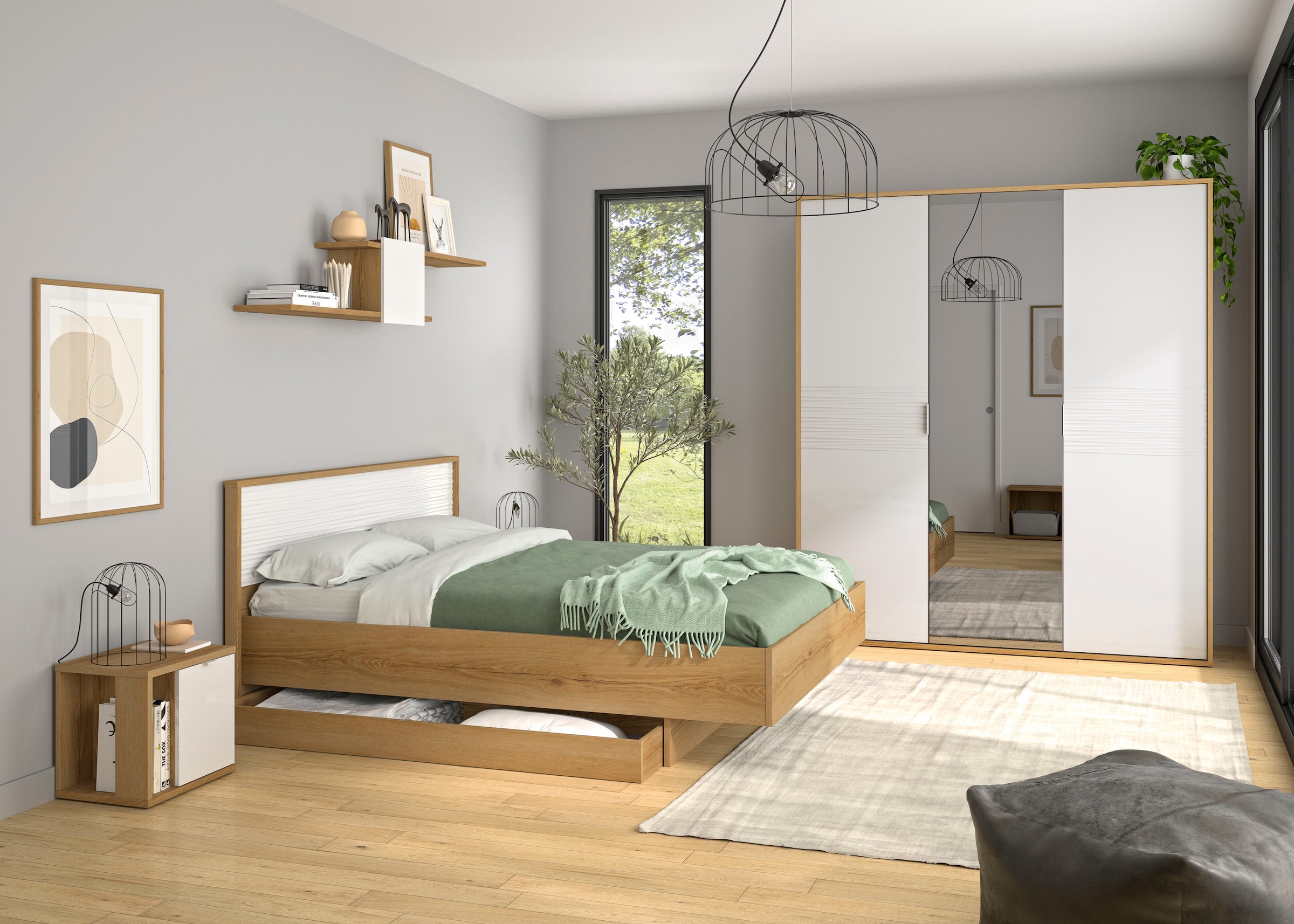 Gami Einzelbett, Kopfteil mit Relief