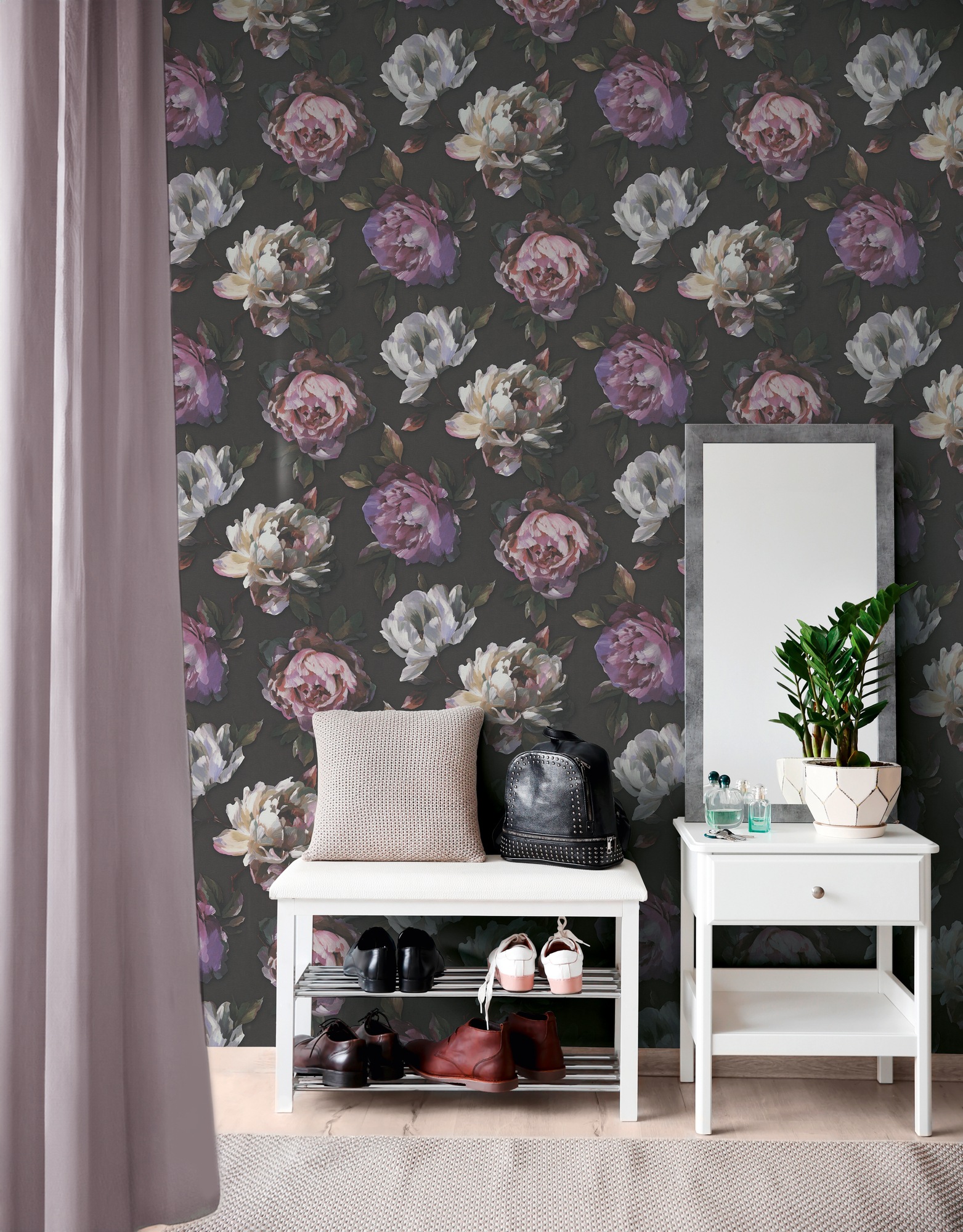 A.S. Création Vliestapete »PintWalls II Blumen-Tapete Mustertapete Rosen Blumen«, matt, Vliestapete Pfingstrosen für Schlafzimmer Küche Wohnzimmer Blumen Flur