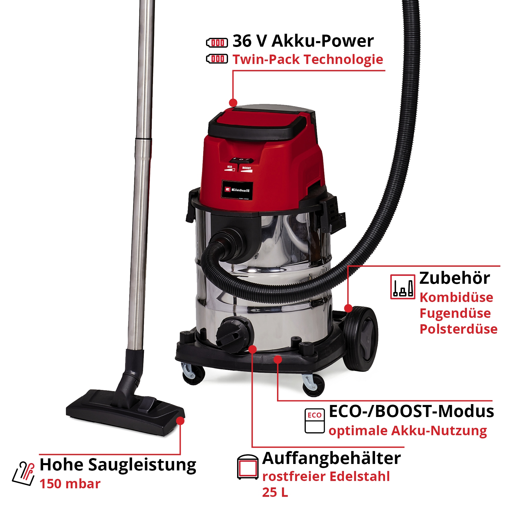 Einhell Nass-Trocken-Sauger »TE-VC 36/25 Li S-Solo«, ohne Akku