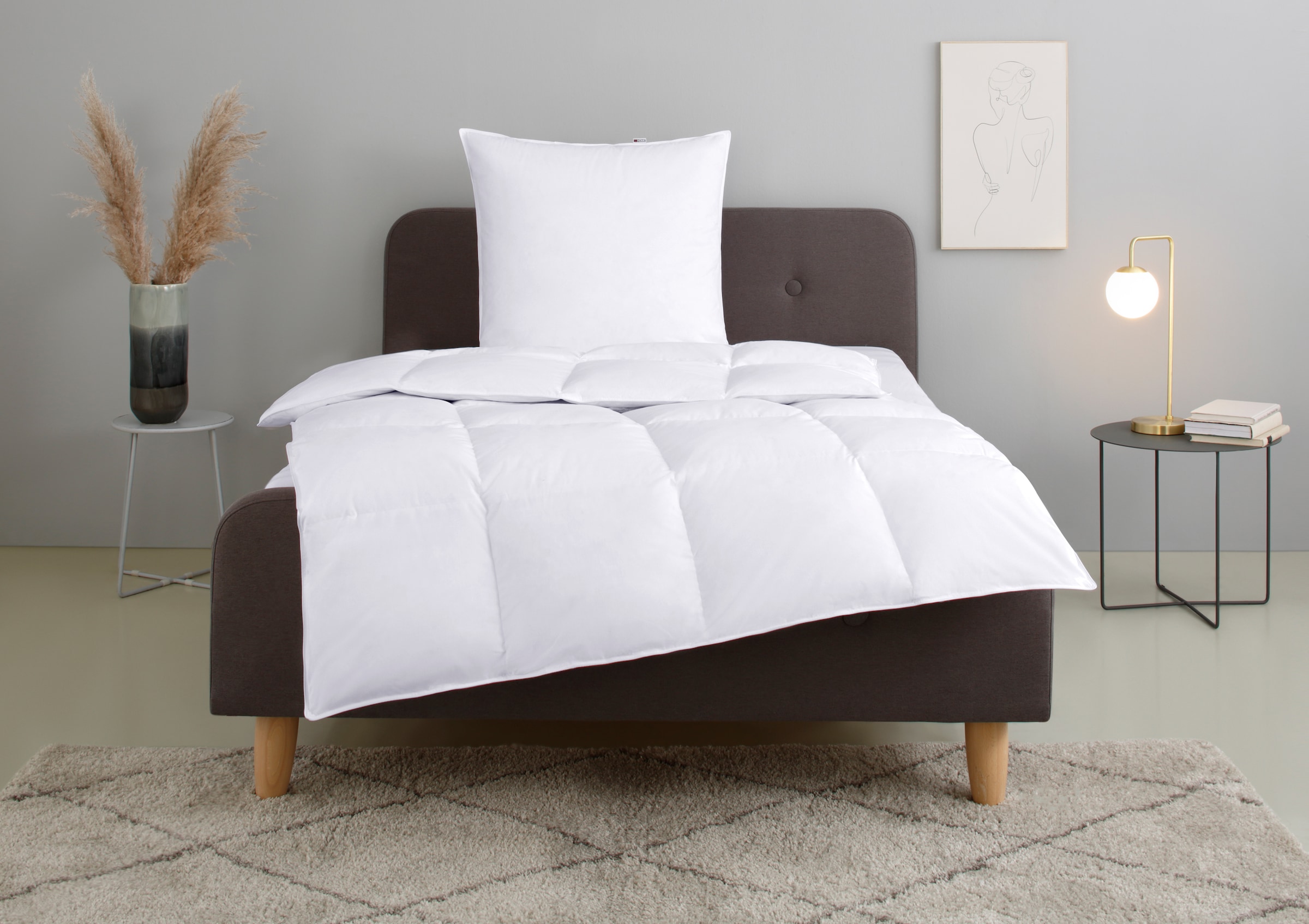 OTTO home Federbettdecke + Kopfkissen "Irah Bettdecke 135x200 cm, 155x220 cm" Set mit Kissen 80x80 cm, Sommer, Winter, Made in Germany