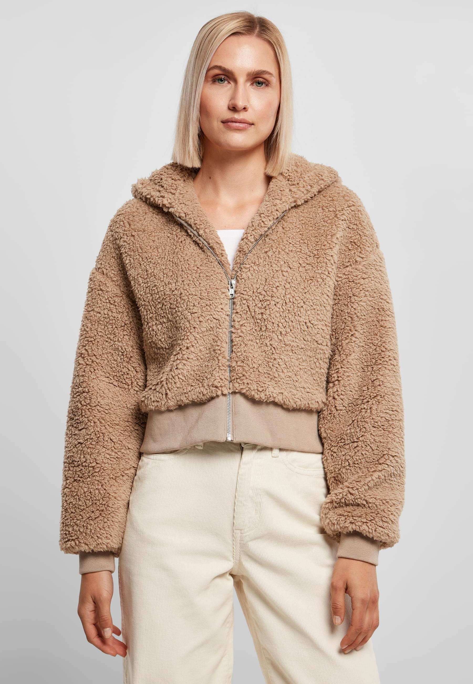 URBAN CLASSICS Allwetterjacke »Urban Classics Damen Ladies Short Oversized Sherpa Jacket«, (1 St.), mit Kapuze