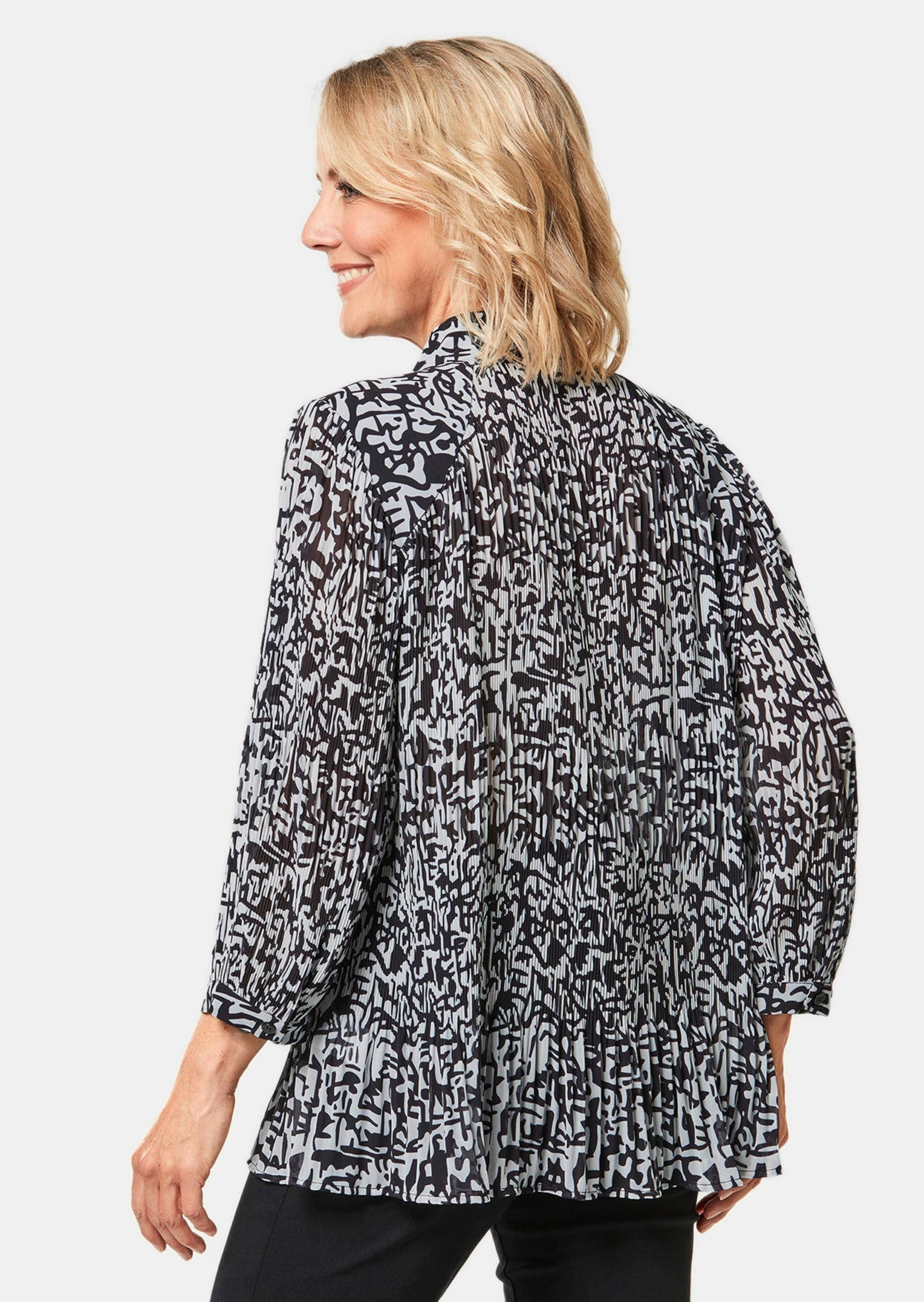GOLDNER Druckbluse »Bluse Feinplissee-Bluse mit Schluppe«
