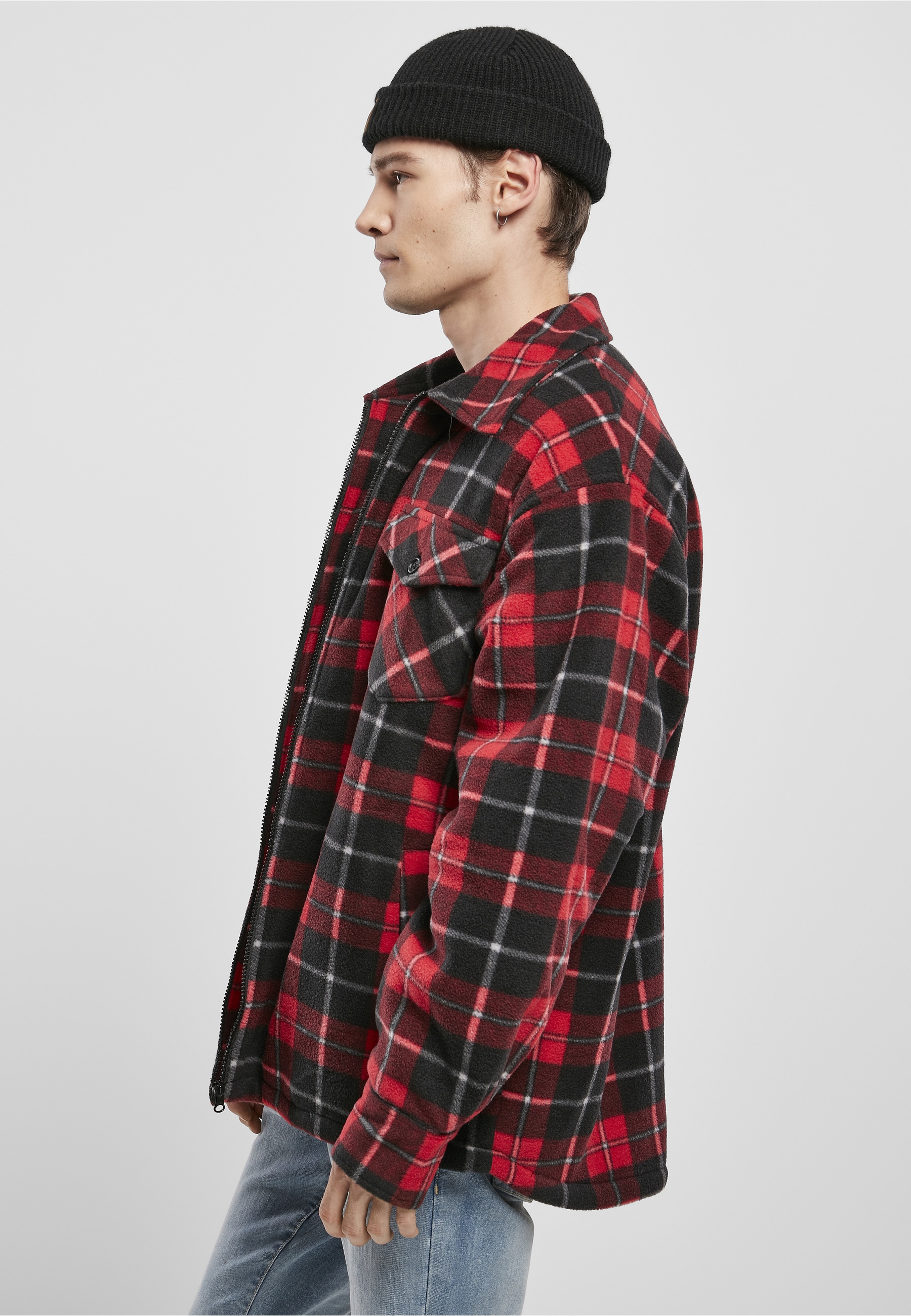 URBAN CLASSICS Langmantel »Urban Classics Herren Plaid Teddy Lined Shirt Jacket«