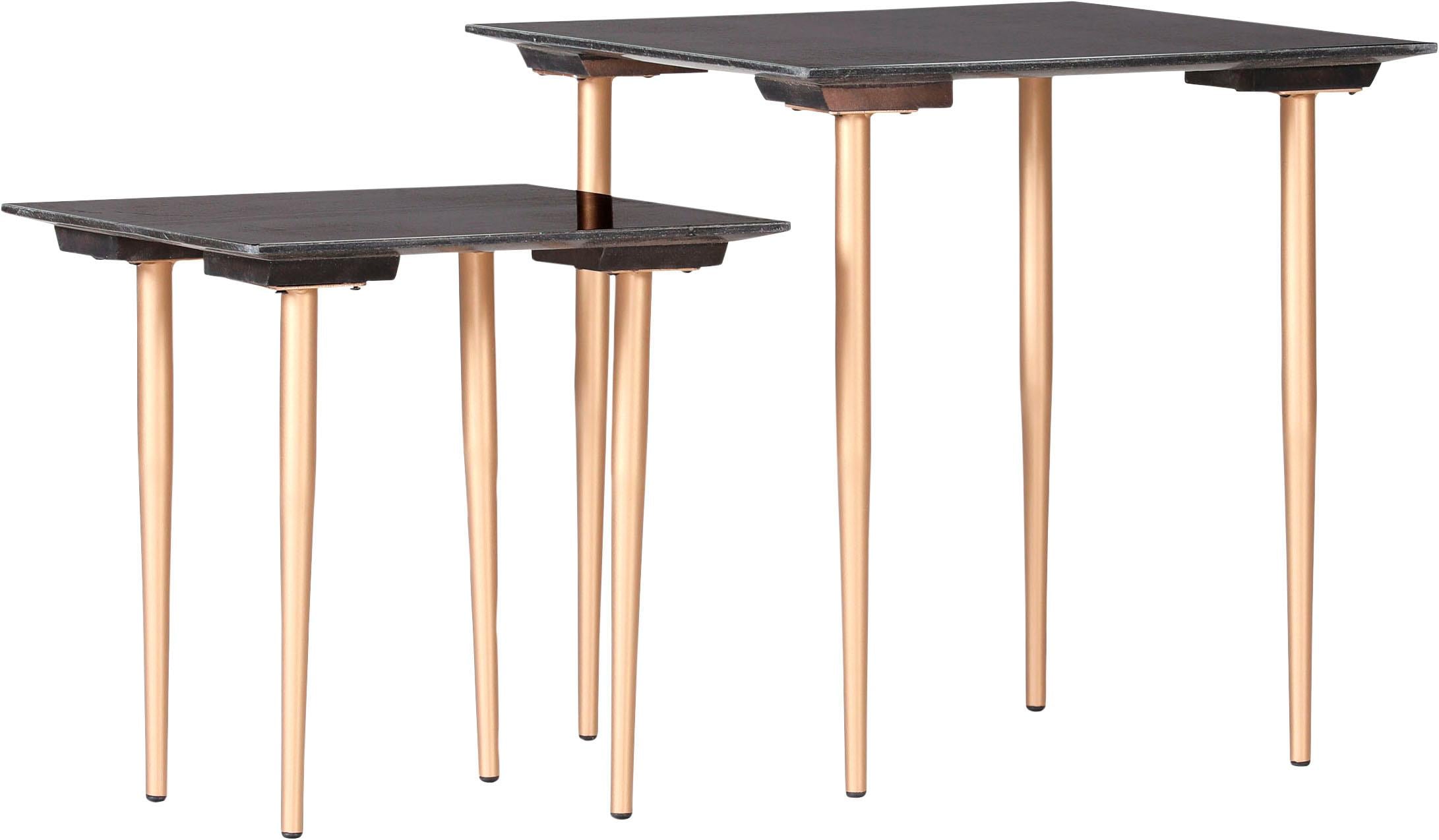 Gutmann Factory Beistelltisch "Marmoro, Couchtisch 2-er Set rund Höhe 50; 40 cm" Set, 2 Stk. tlg. Tischplatte aus schwarzem Marmor