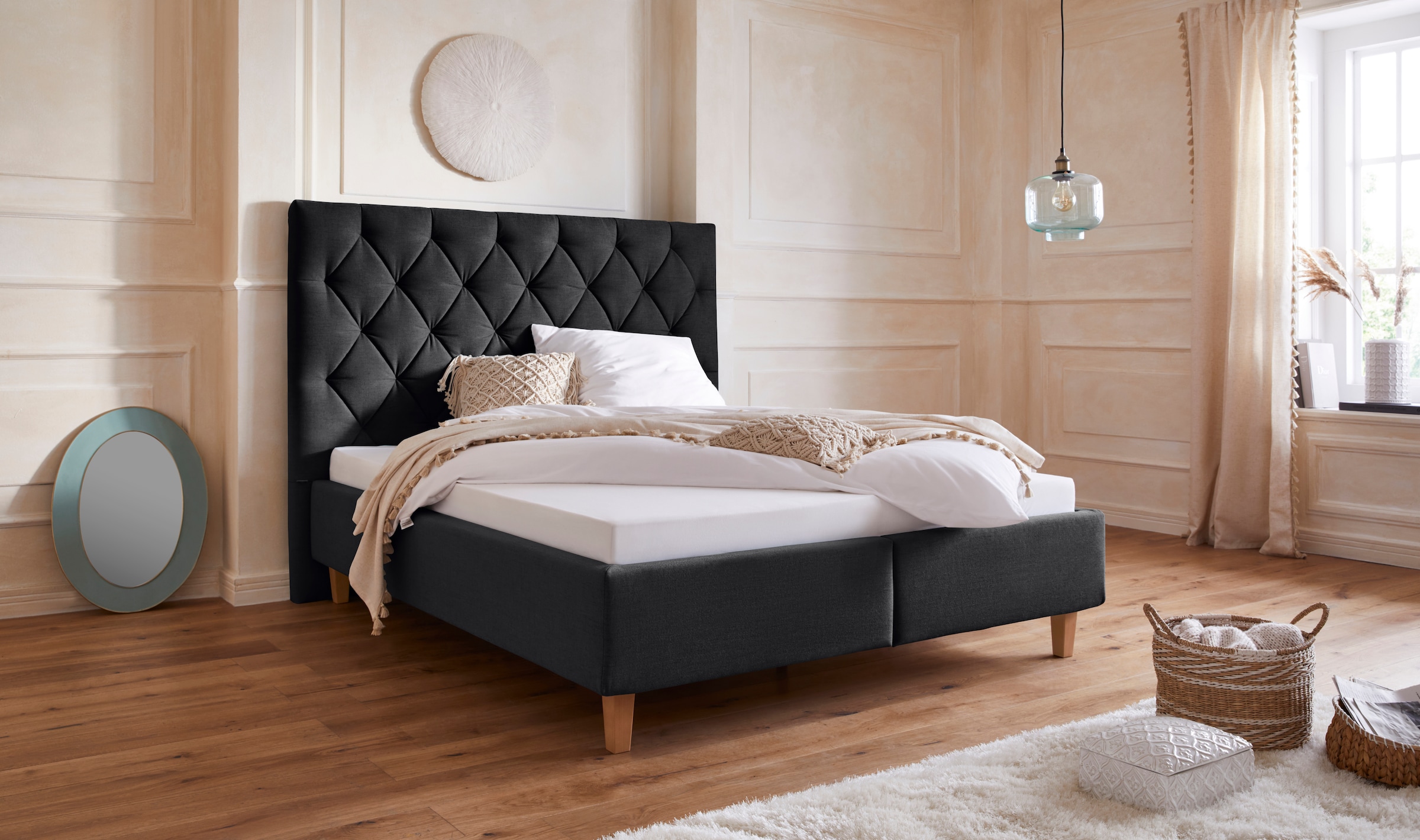 Home affaire Polsterbett "Sunley 140", Kreuzsteppung, Kopfteilhöhe 142 cm, günstig online kaufen