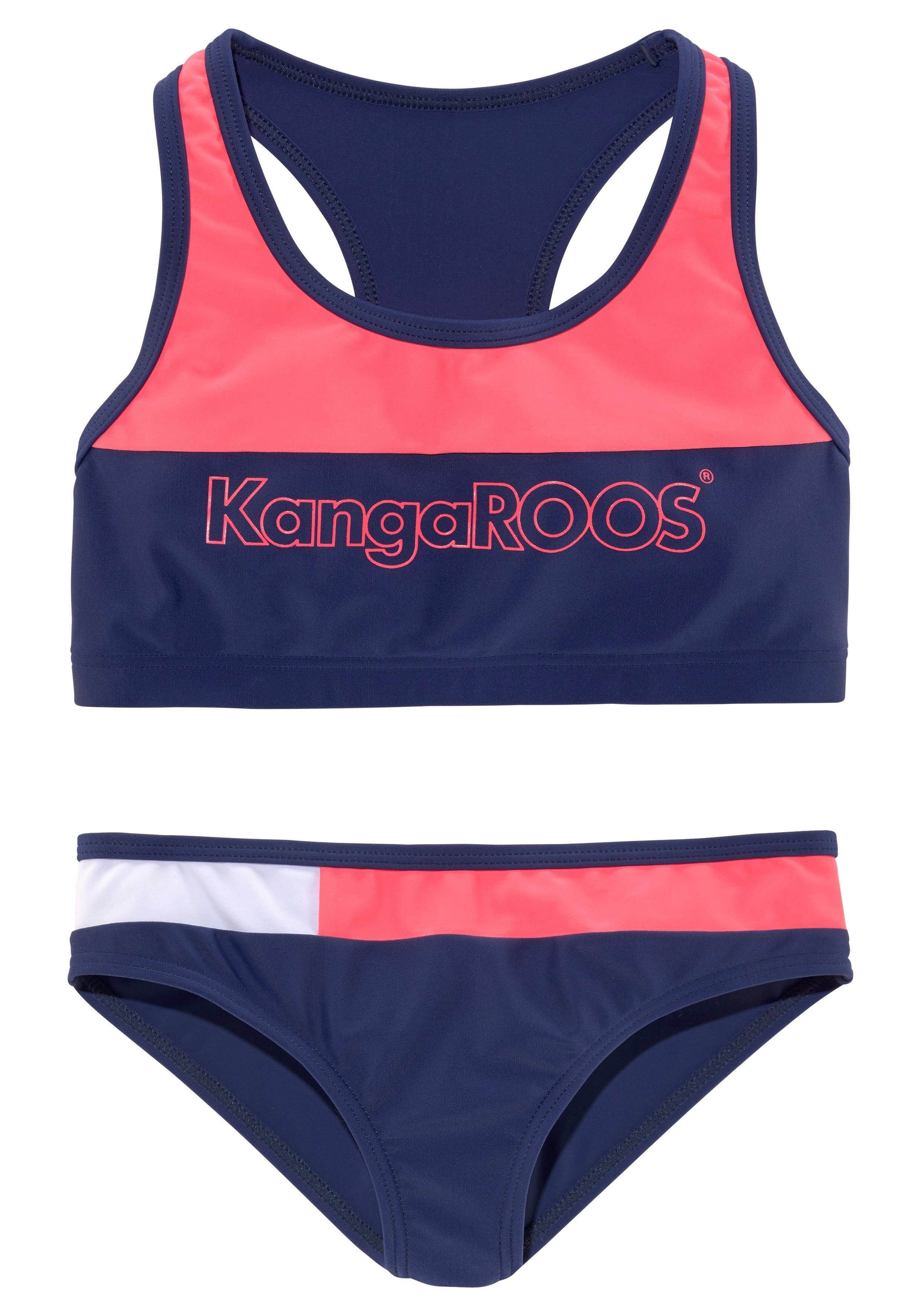 KANGAROOS Mädchen Bustier-Bikini "Energy Kids", weiß, Gr. 134, kontrastfarbene Details, Polyamid, Bikini-Sets, im Colourblocking-Design