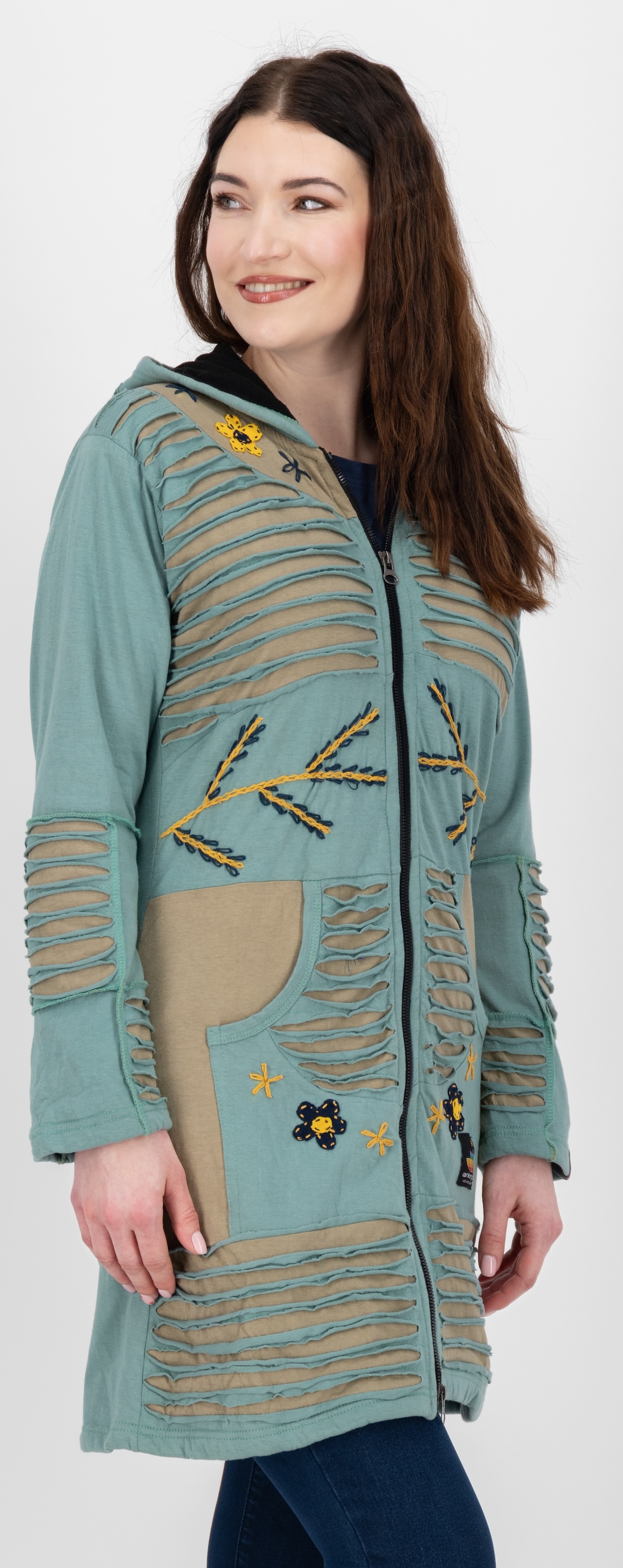 DEPROC Active Fleecejacke »Patchwork NUNAVUT LONG WMN«, auch in Großen Größen erhältlich