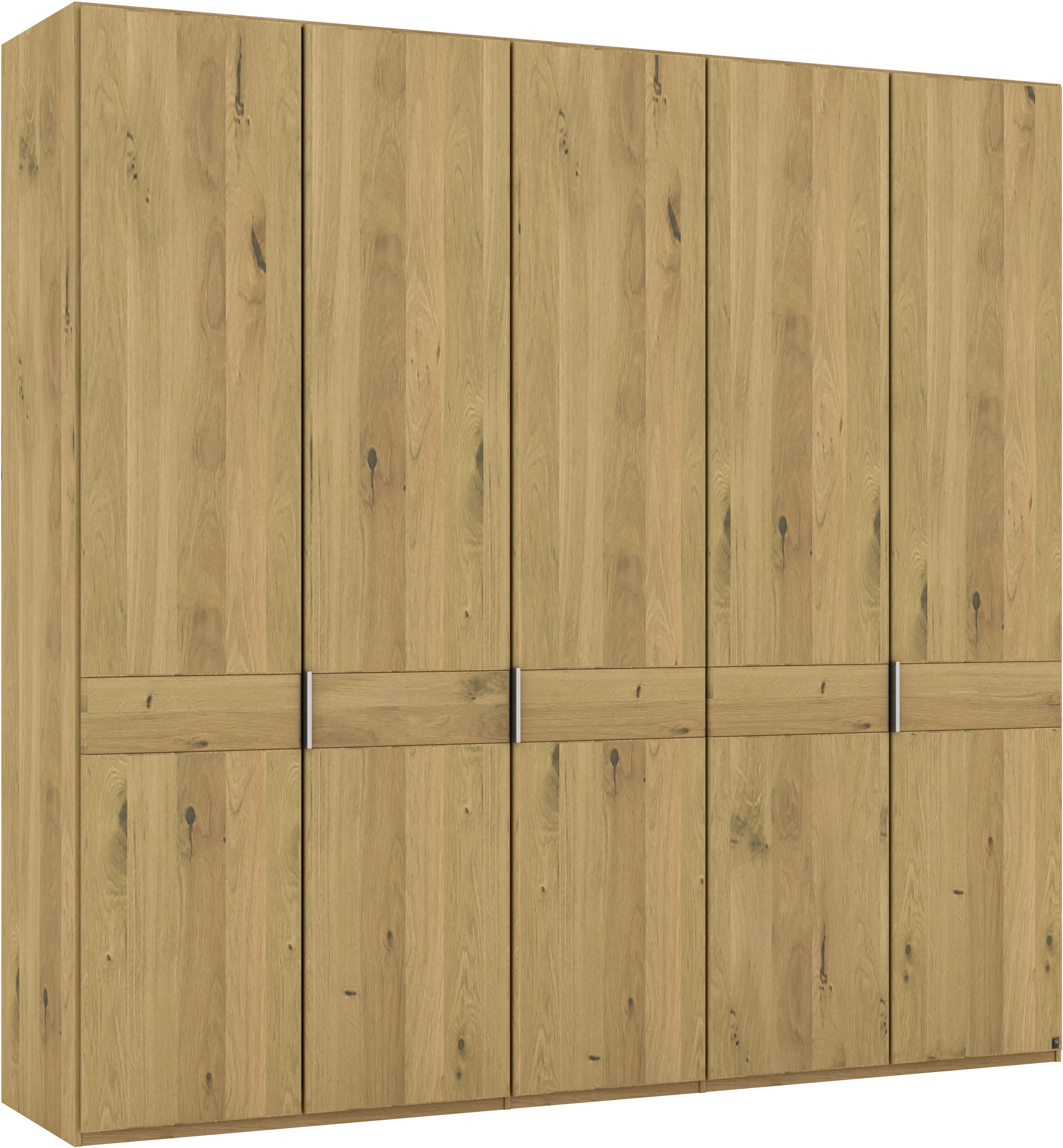 Musterring Drehtürenschrank »Savona, Kleiderschrank, Schrank, Garderobe, teilmassiv Eiche«, (mit Türdämpfern, in 5 Breiten & 2 Höhen, extra Böden, MADE IN GERMANY), Türen in Bianco-Eiche massiv, mit Querriegel, verschiedene Größen