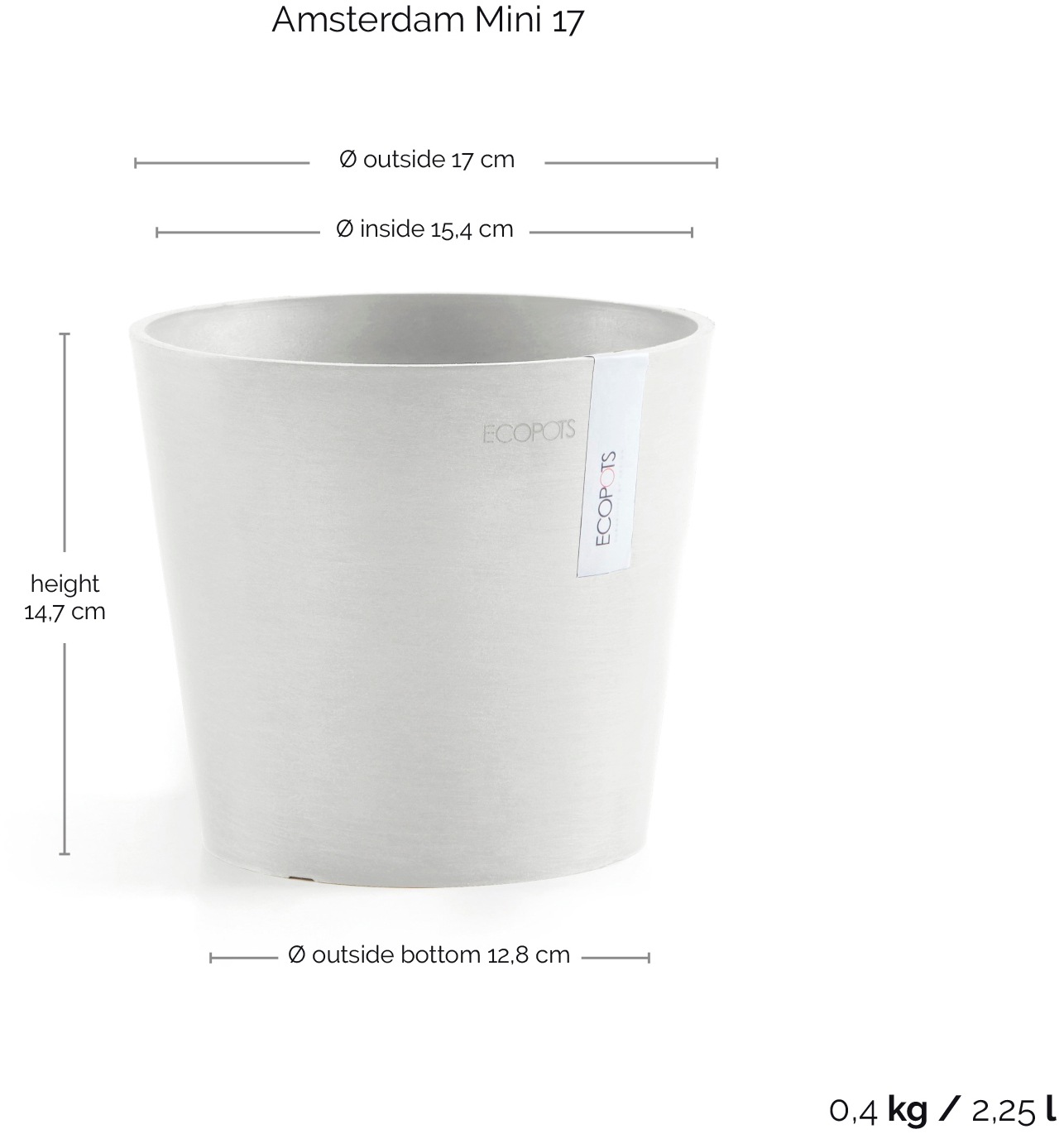 ECOPOTS Blumentopf »Amsterdam Mini 17 Weiß«, für den Innenbereich