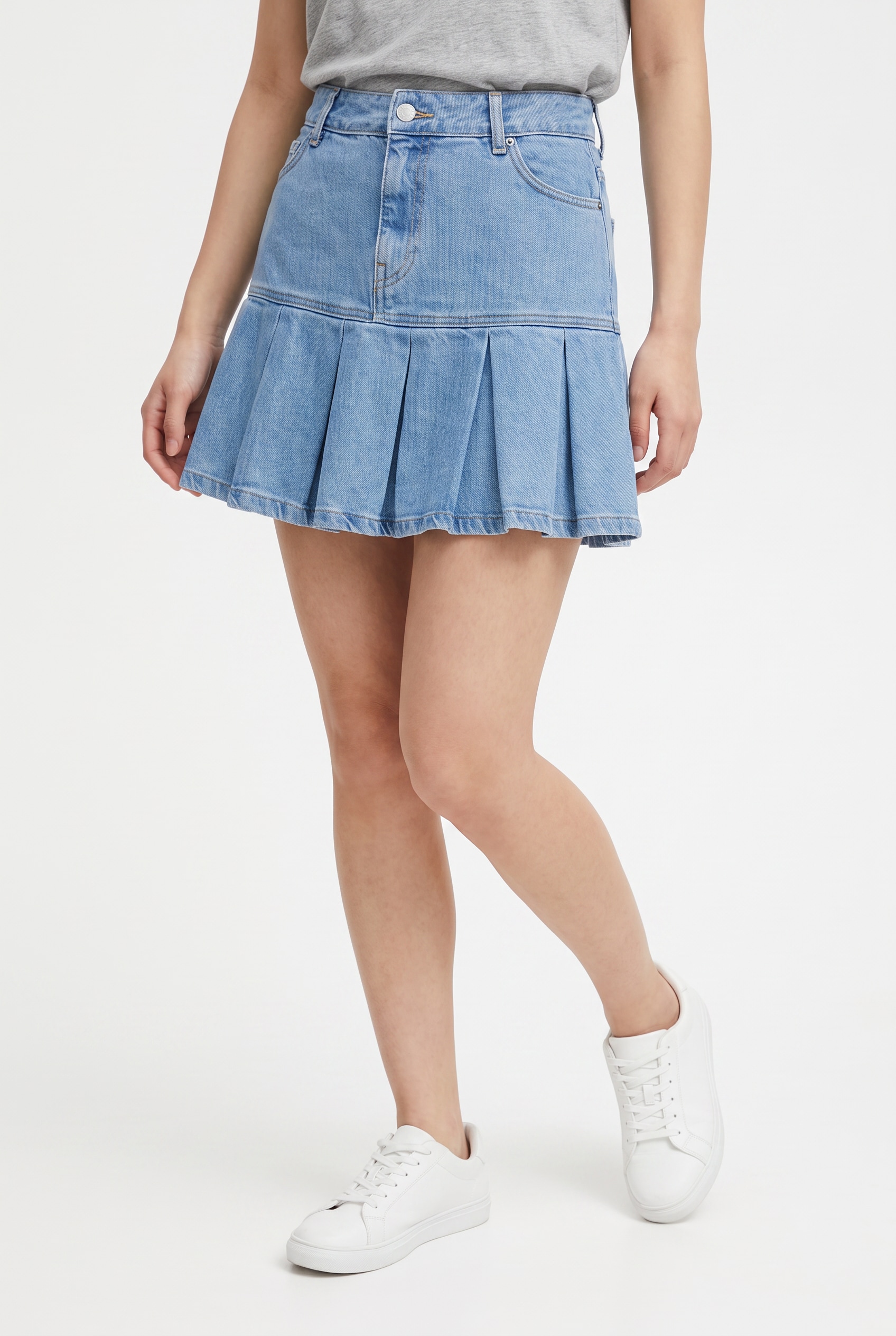ONLY Jeansrock »ONLEMERSON REG PLEATED DNM SKIRT TAI« Baumwolle, Regular Waist