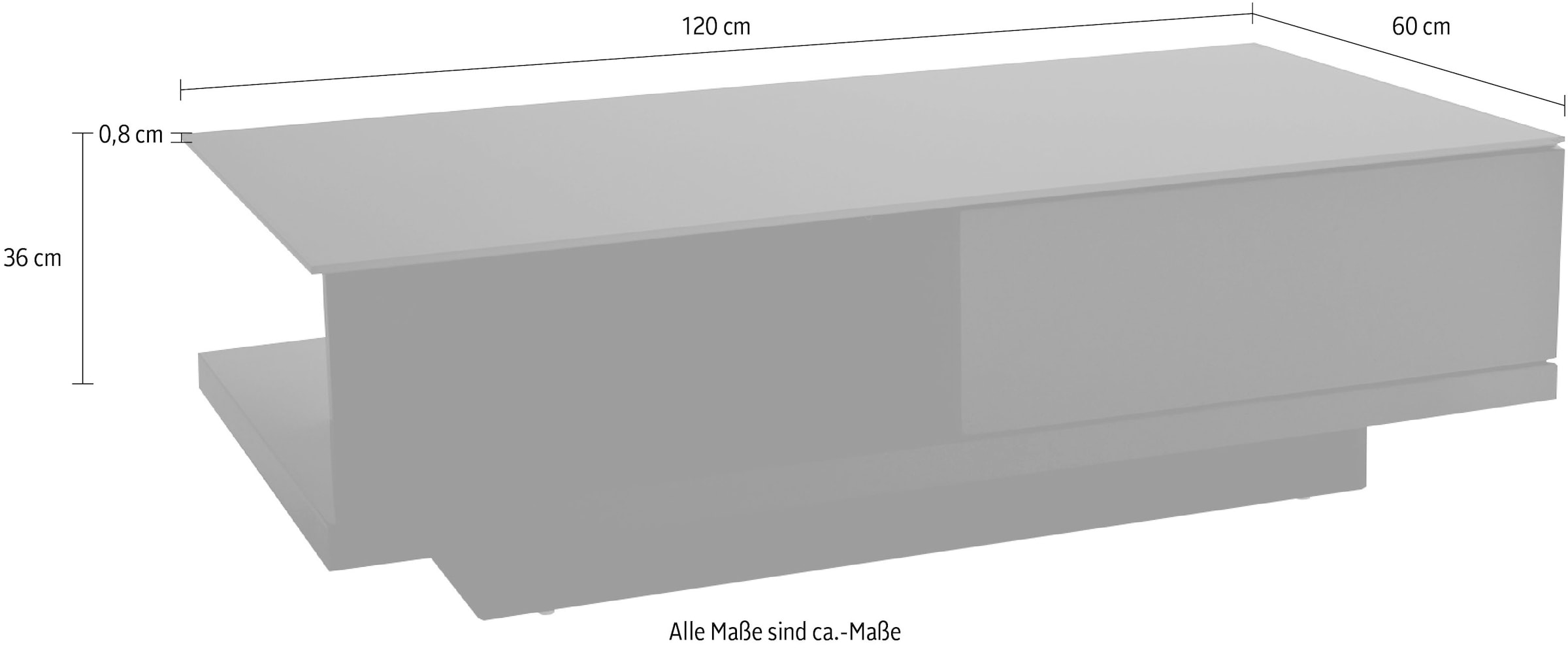 SalesFever Couchtisch, mit Tischplatte aus gehärtetem Kristallglas