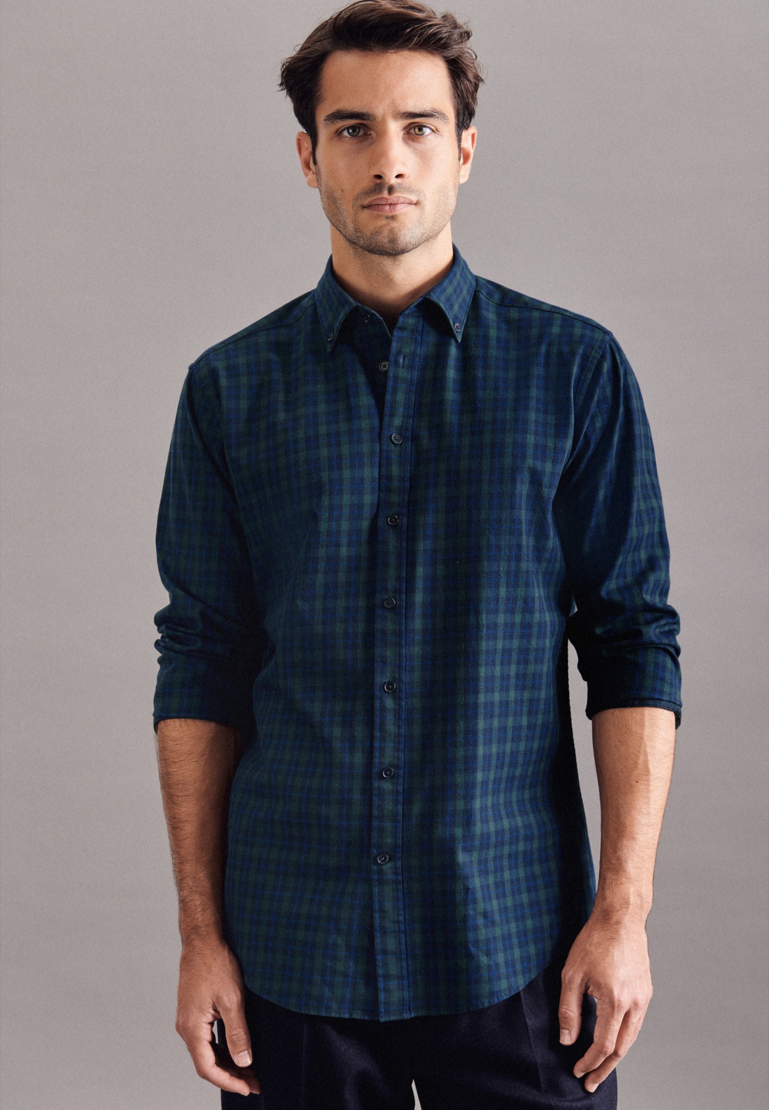 seidensticker Businesshemd »Schwarze Rose«, Regular Langarm Button-Down-Kragen Karo