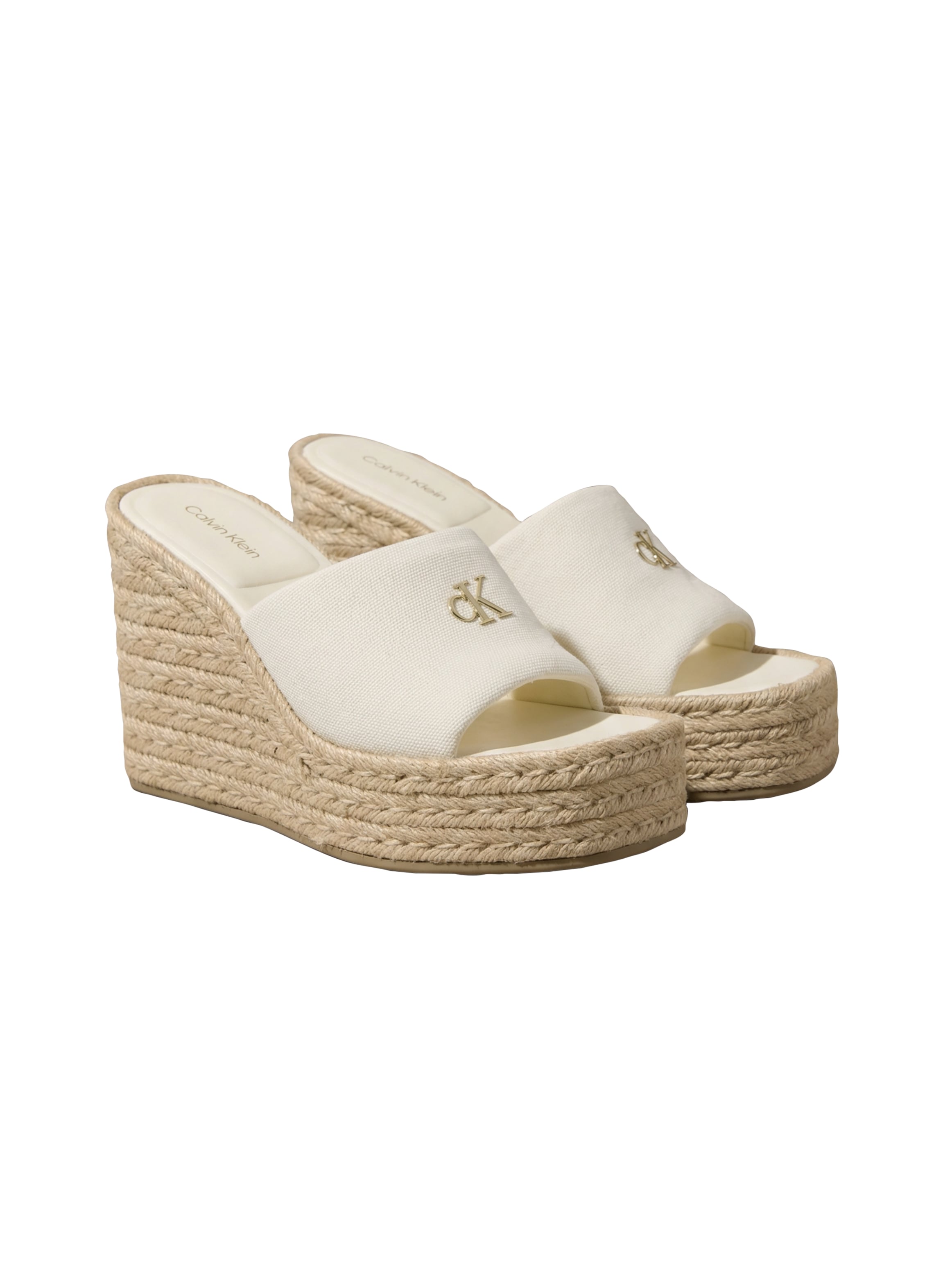 Calvin Klein Keilpantolette "WEDGE ESPAD 70 CANVAS MG" Sommerschuh, Urlaubsschuh mit Plateau und Jutebesatz