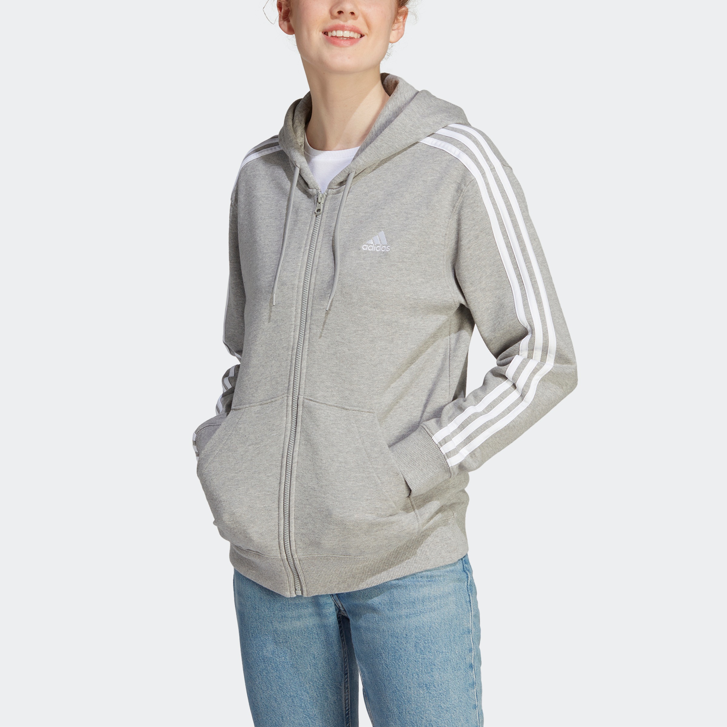 adidas Sportswear Kapuzensweatjacke "ESSENTIALS 3STREIFEN FRENCH TERRY REGU günstig online kaufen