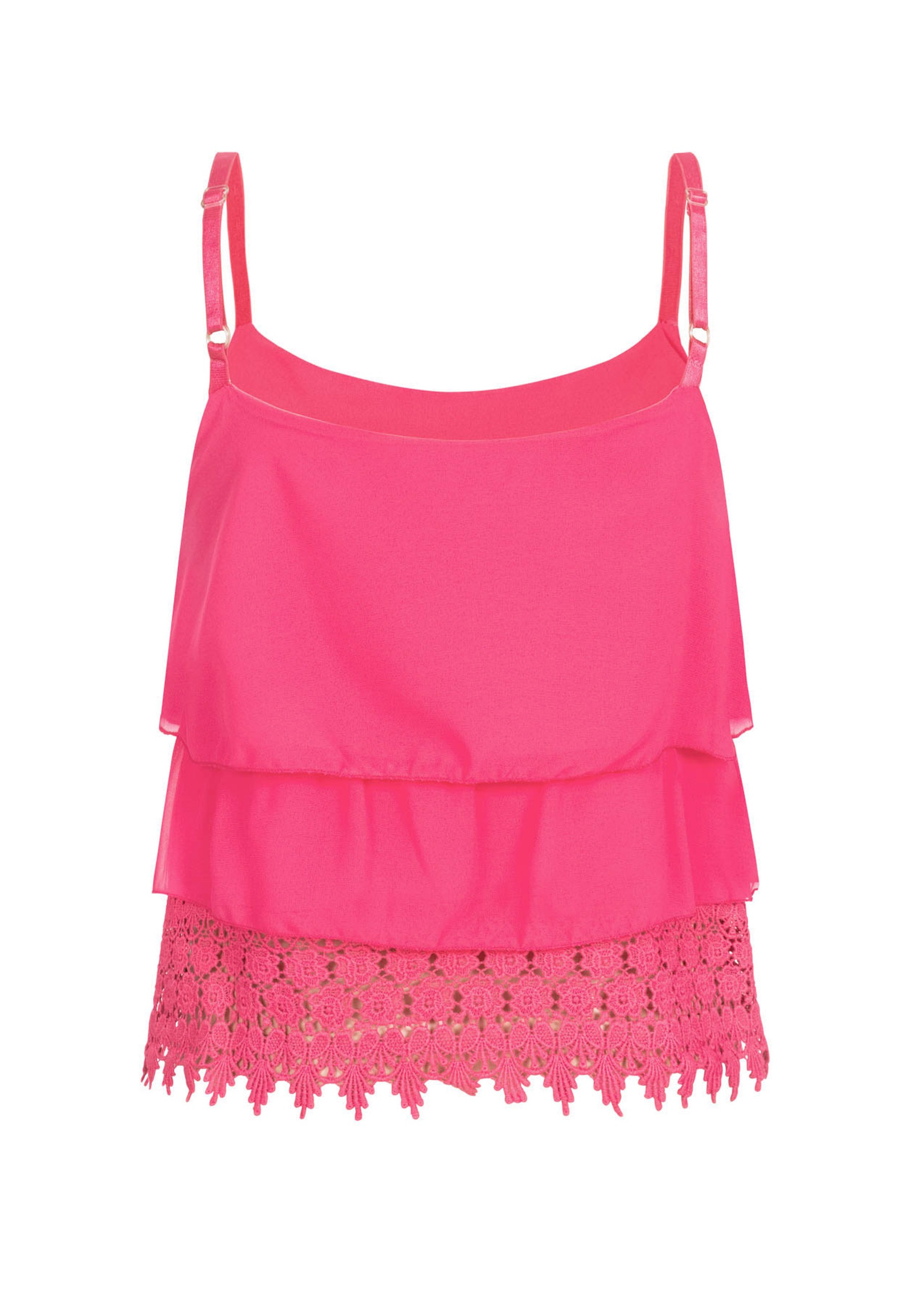 CLOUD 5IVE Tanktop "CLOUD 5IVE Chiffon Stufen Top mit Spitze 3-lagig" günstig online kaufen