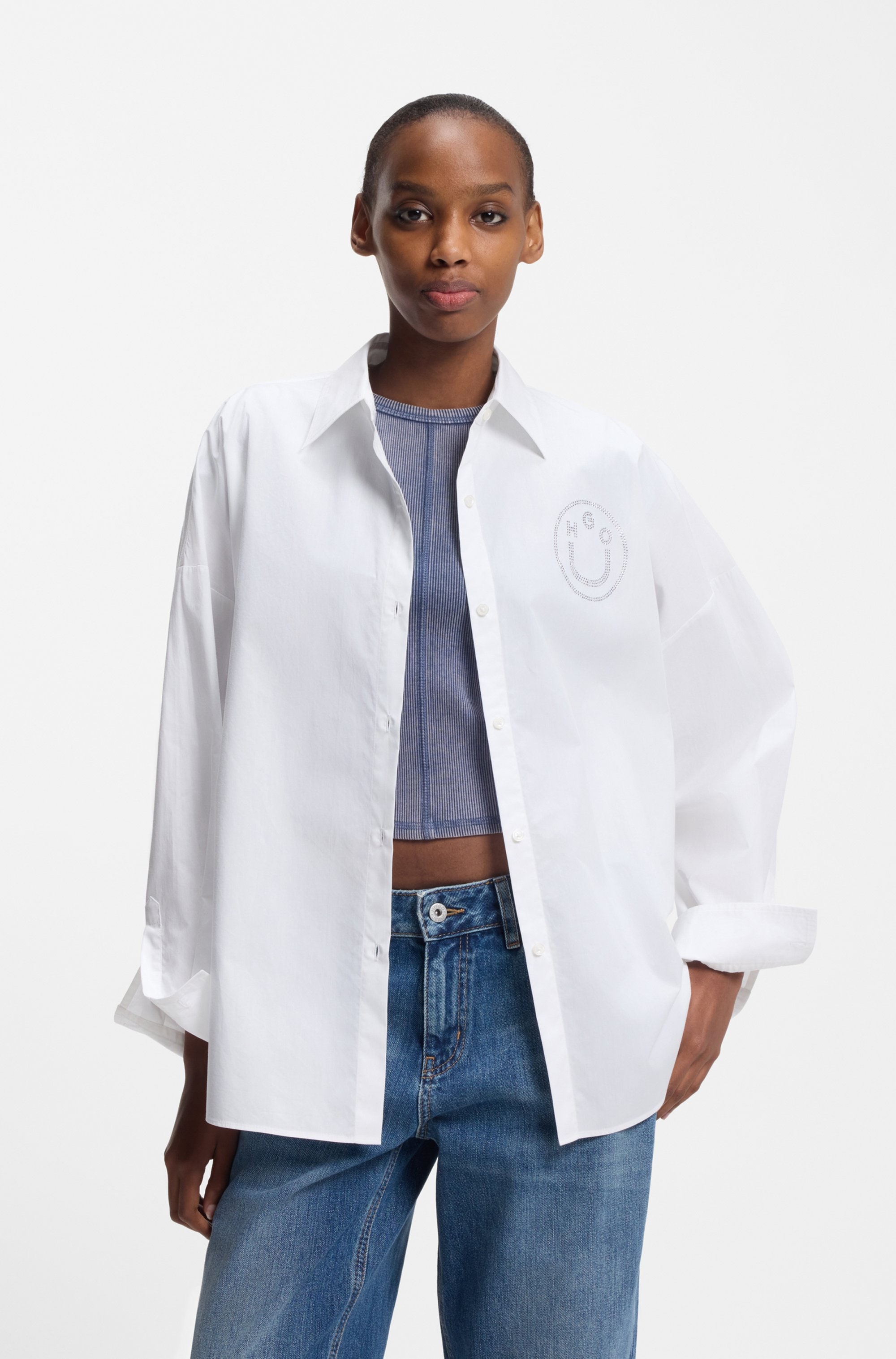 HUGO Blue Hemdbluse "Edafne" im Oversized Fit, aus Baumwolle günstig online kaufen