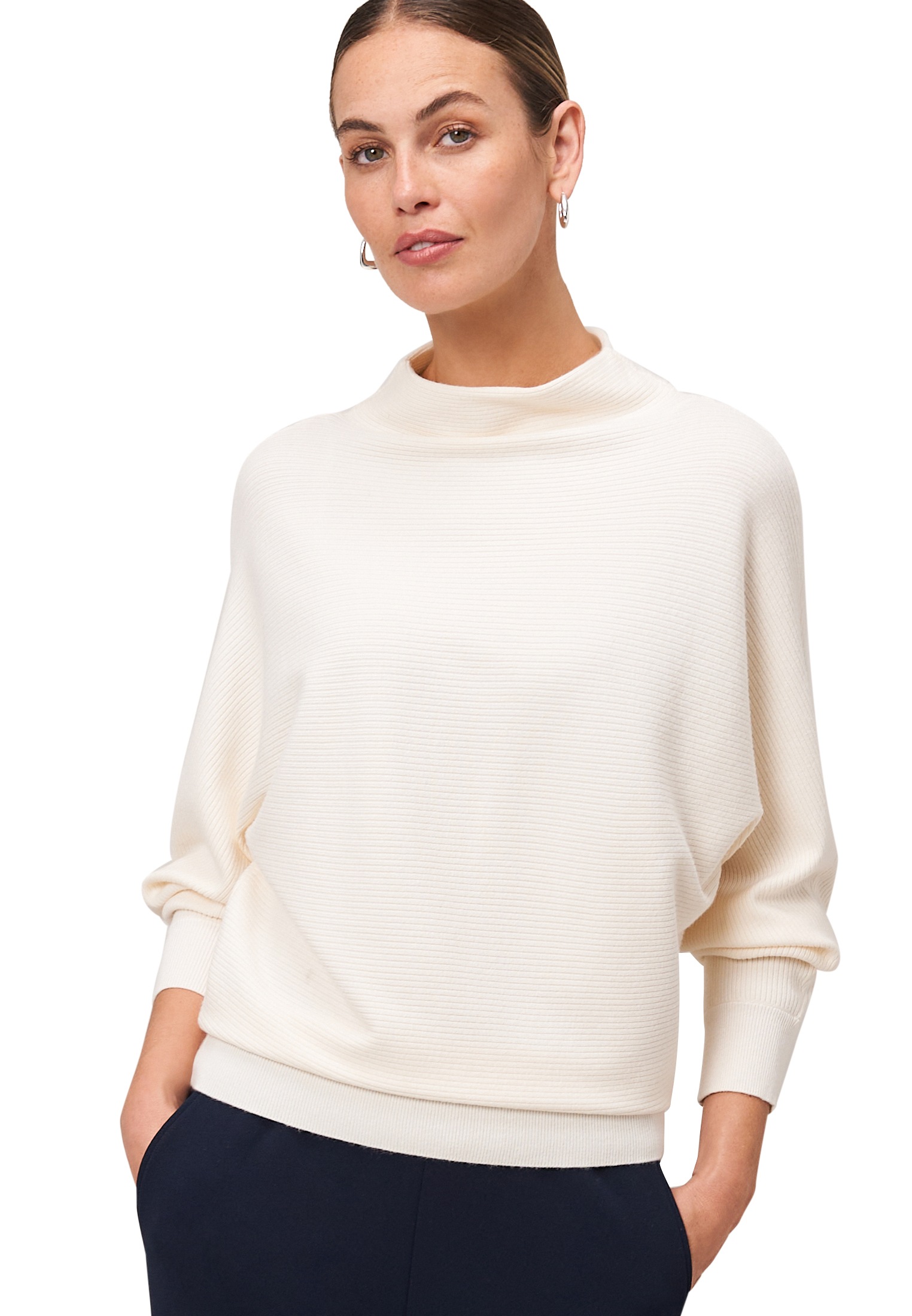 Zero Strickpullover "Damen strukturiert mit Stehkragen" 1 Stk. Plain/ohne D günstig online kaufen