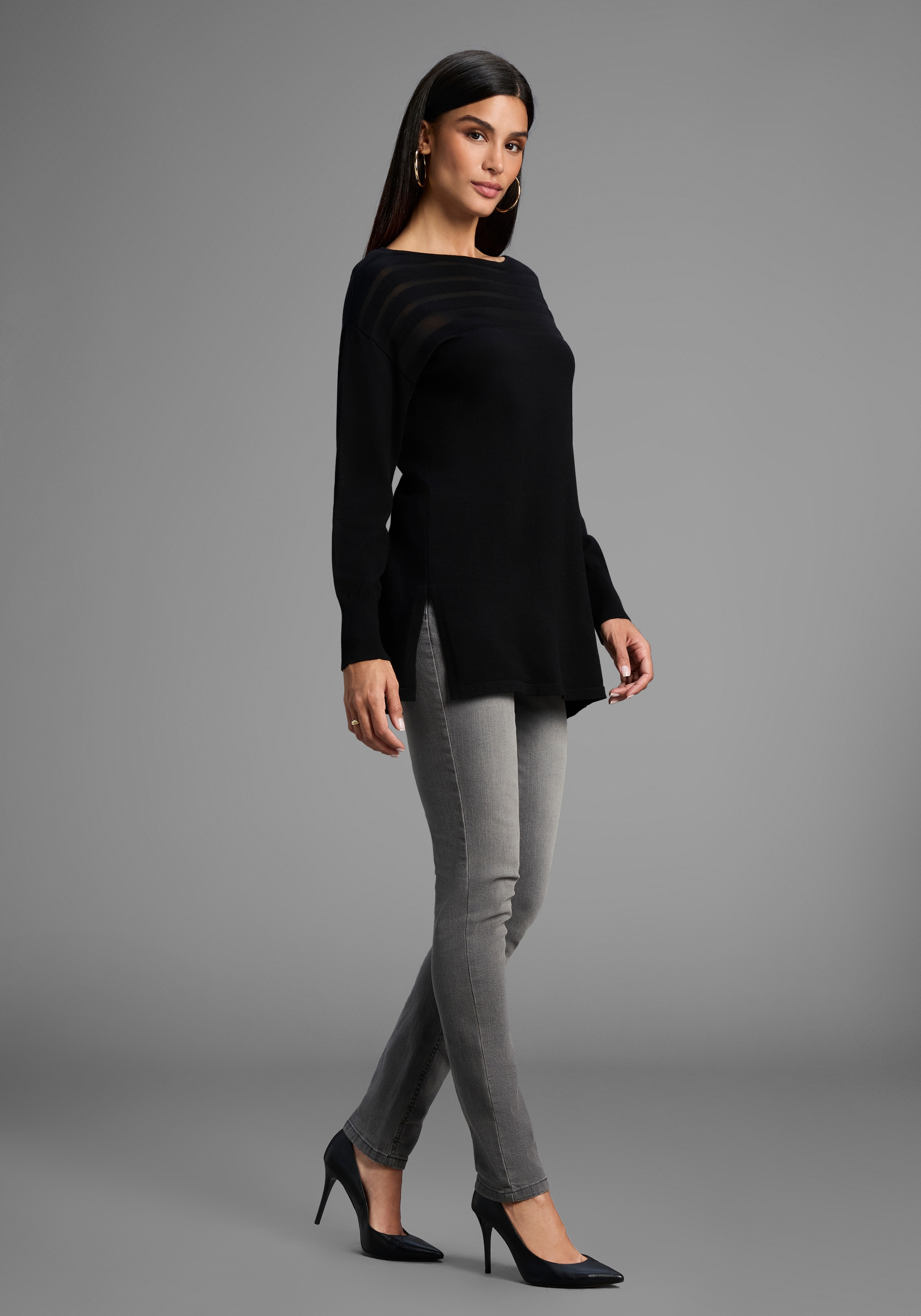 Laura Scott Strickpullover, mit Meshstreifen - NEUE KOLLEKTION