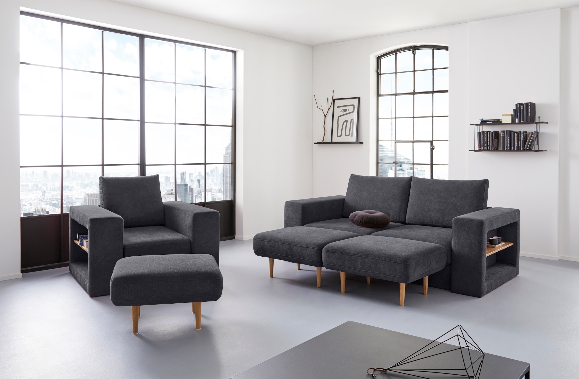 LOOKS by Wolfgang Joop Sessel »Looksvb«, Verwandlungssessel: aus Sessel wird Sessel mit 1 Hocker, Regalfunktion