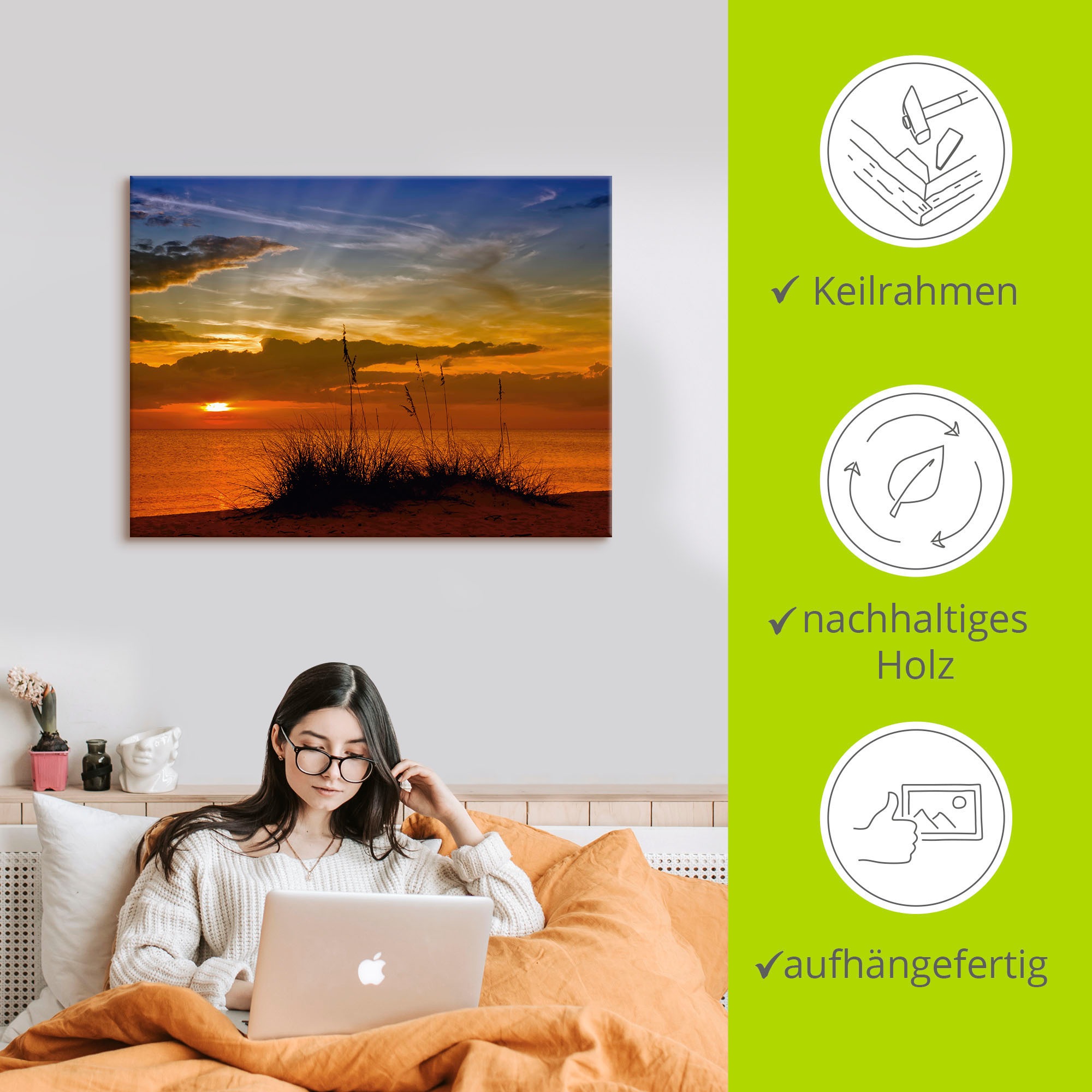 Artland Wandbild »Herrlicher Sonnenuntergang«, Sonnenaufgang & -untergang, (1 St.), als Leinwandbild, Wandaufkleber in verschied. Größen