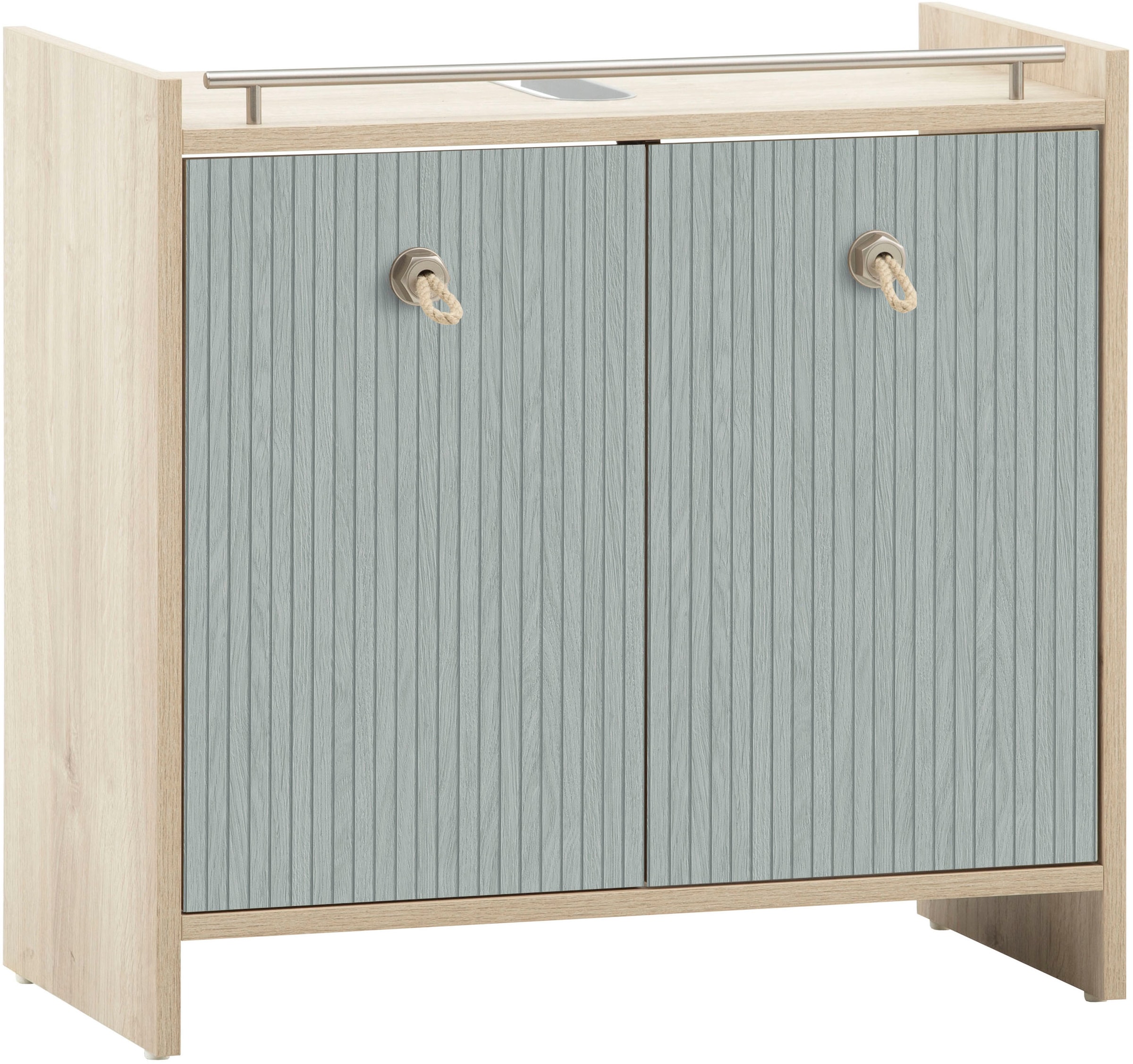 Schildmeyer Waschbeckenunterschrank "SONDERBY, 2 Türen, Breite 65 cm, MADE IN GERMANY" 1 Stk. tlg. Seilgriffe im maritimen Look, MADE IN GERMANY